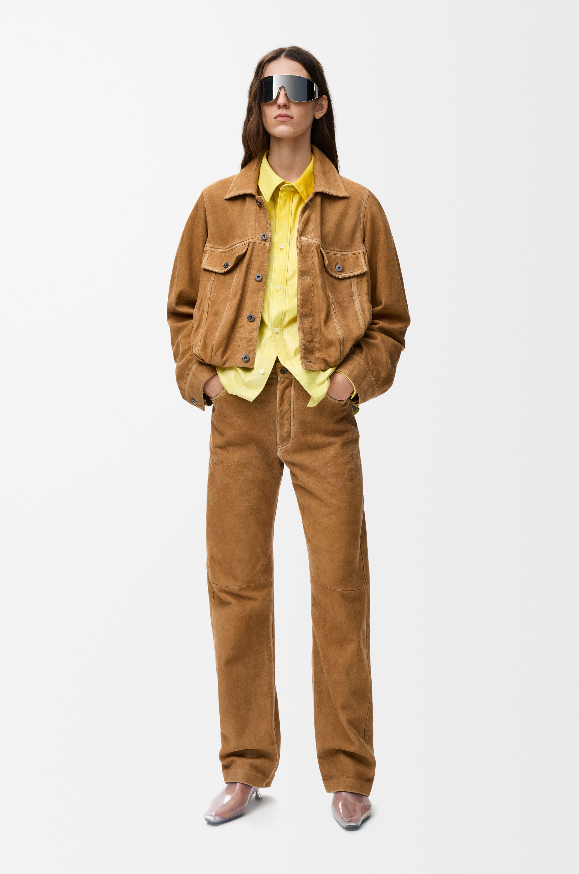 LOEWE Jacket in suede goatskin Camel