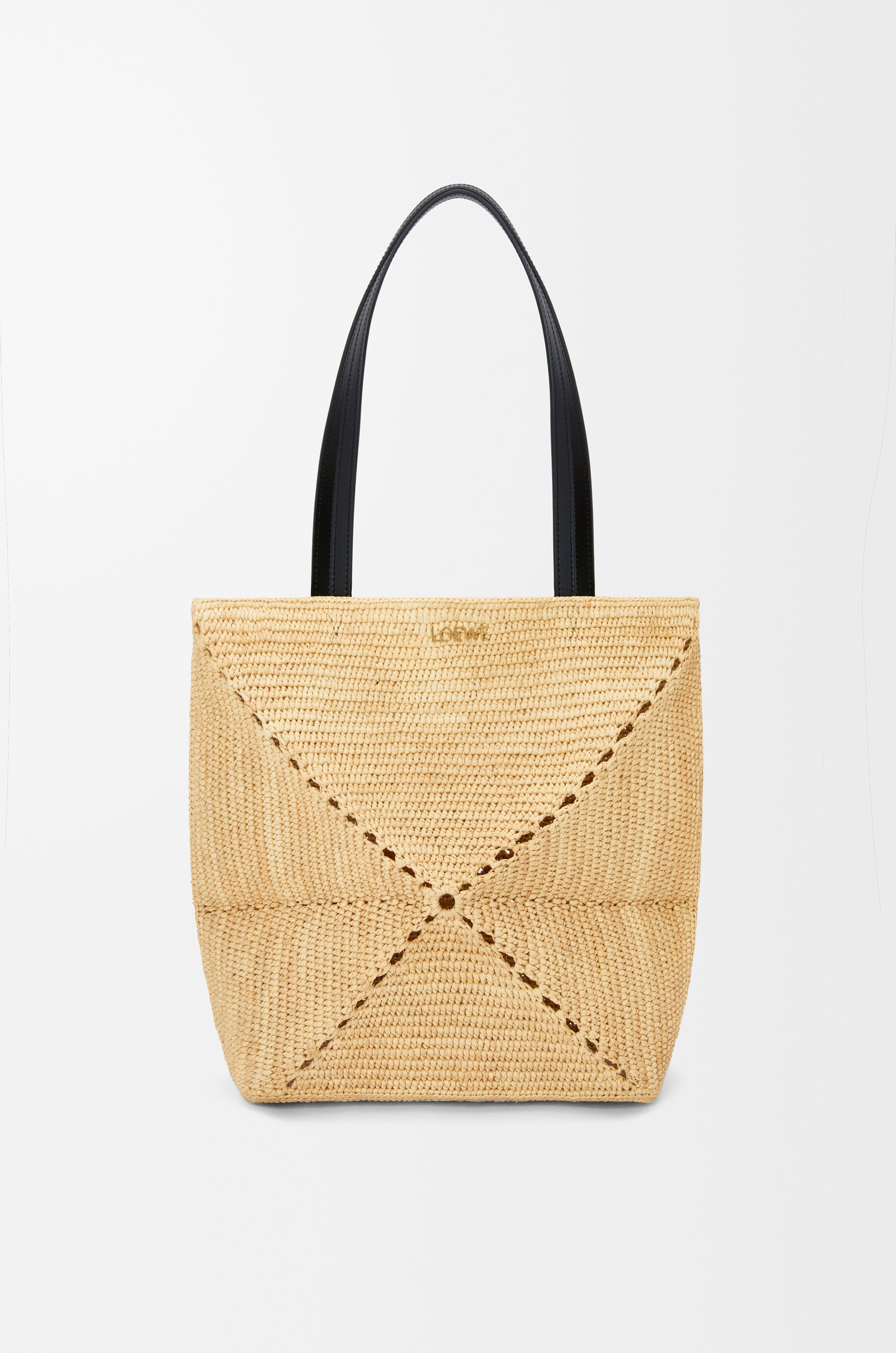 LOEWE Medium Puzzle Fold tote in raffia Natural