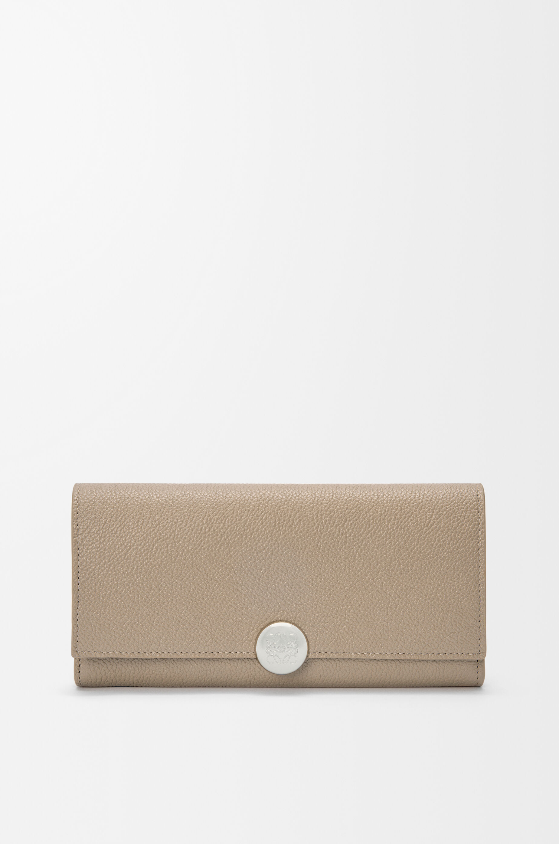 LOEWE Pebble continental wallet in pebble grained calfskin Clay