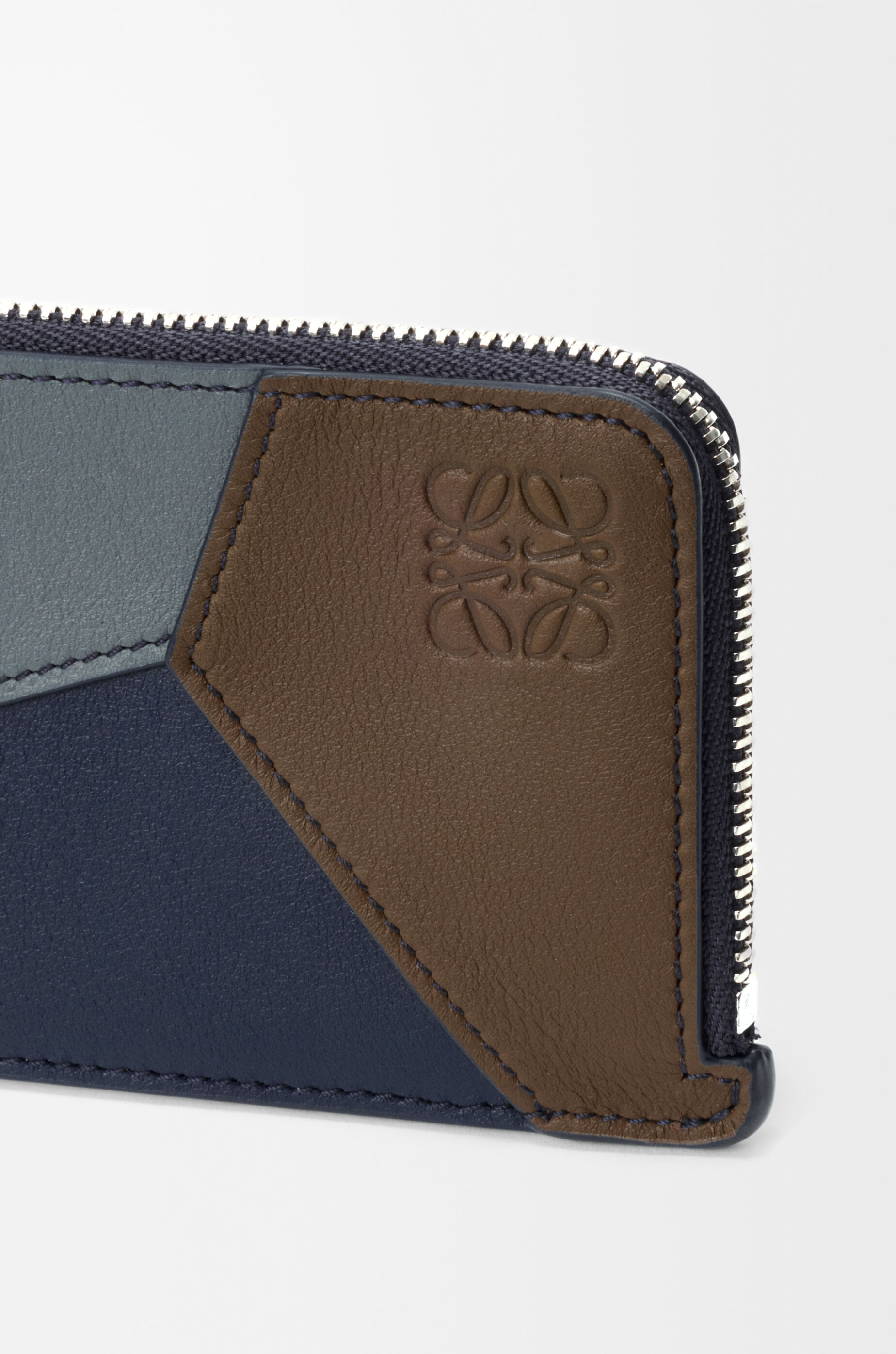 LOEWE Puzzle coin cardholder in classic calfskin Blue Grey/Navy