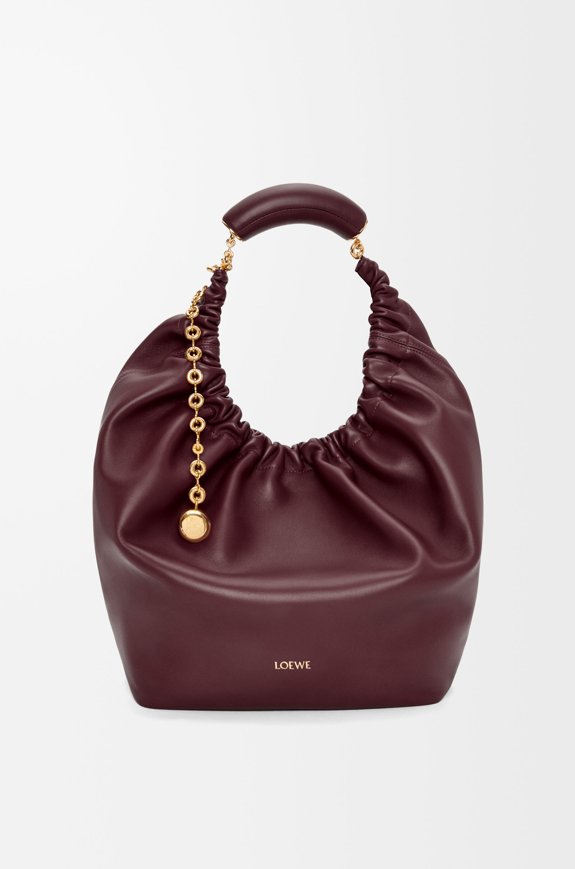 LOEWE Medium Squeeze bag in mellow nappa lambskin Dark Burgundy