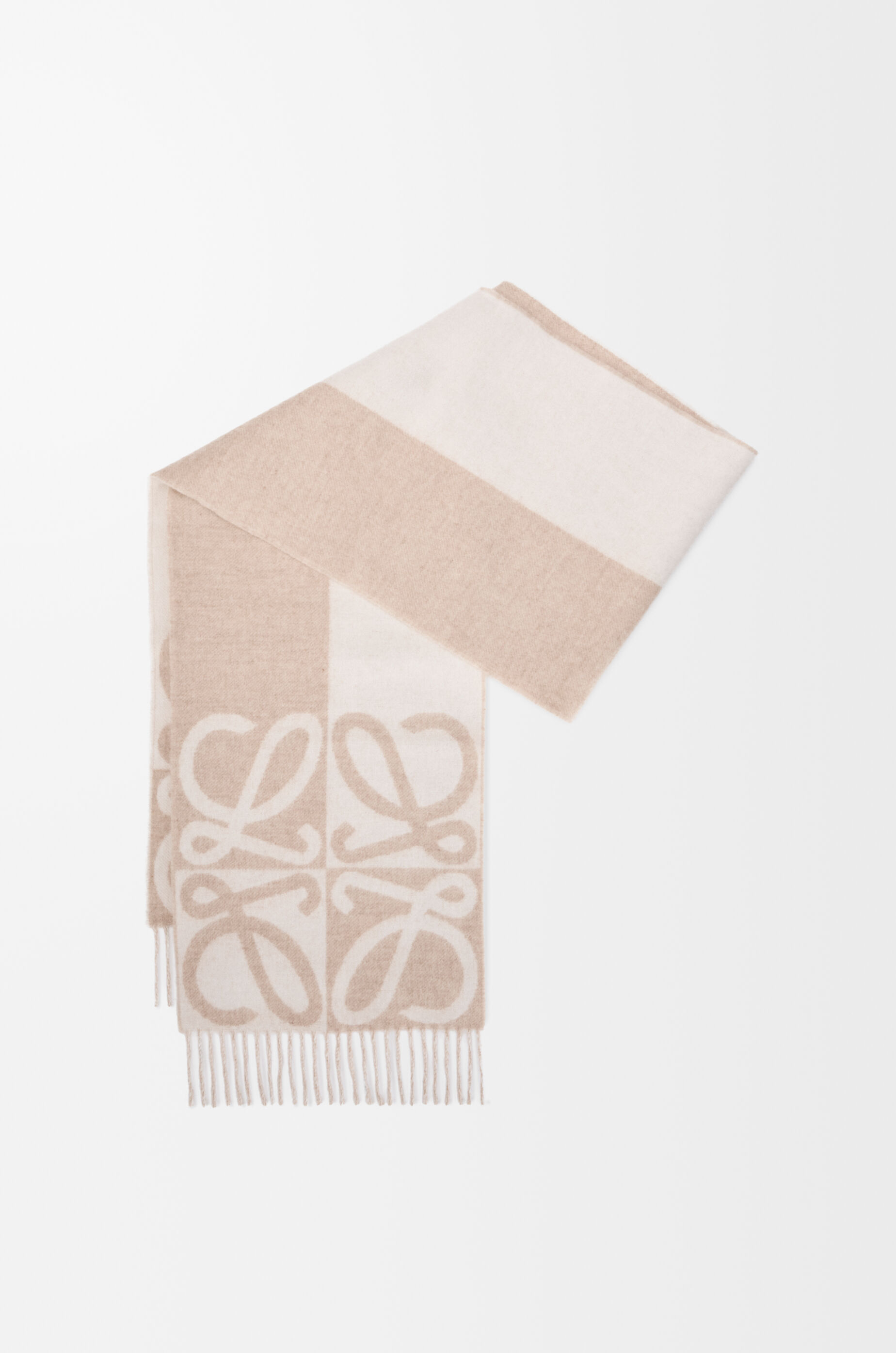 LOEWE Scarf in wool and cashmere Beige/Ecru