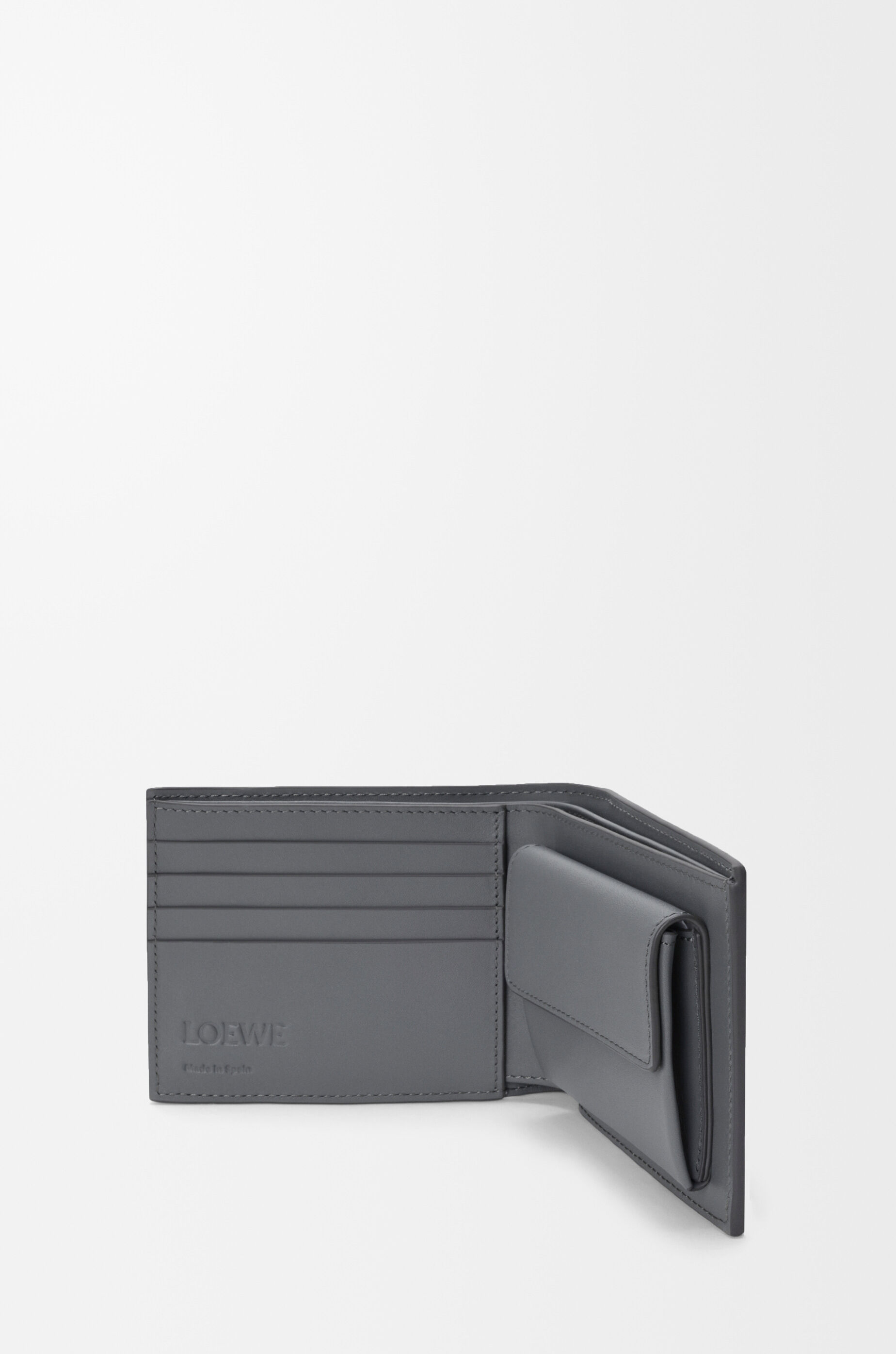 LOEWE Puzzle bifold coin wallet in supple grained calfskin Blue Grey