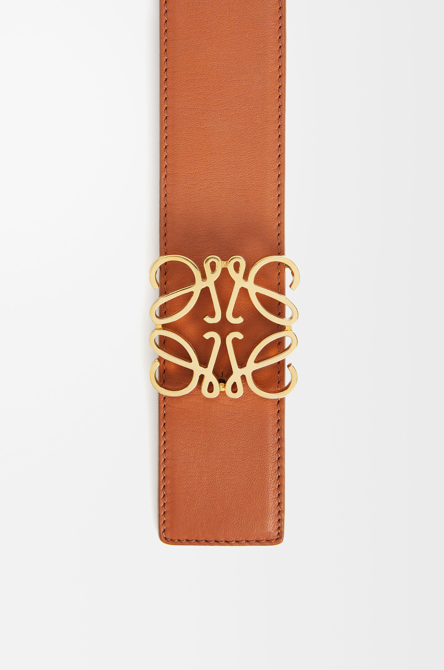 LOEWE Reversible Anagram belt in smooth calfskin Tan/Black/Gold