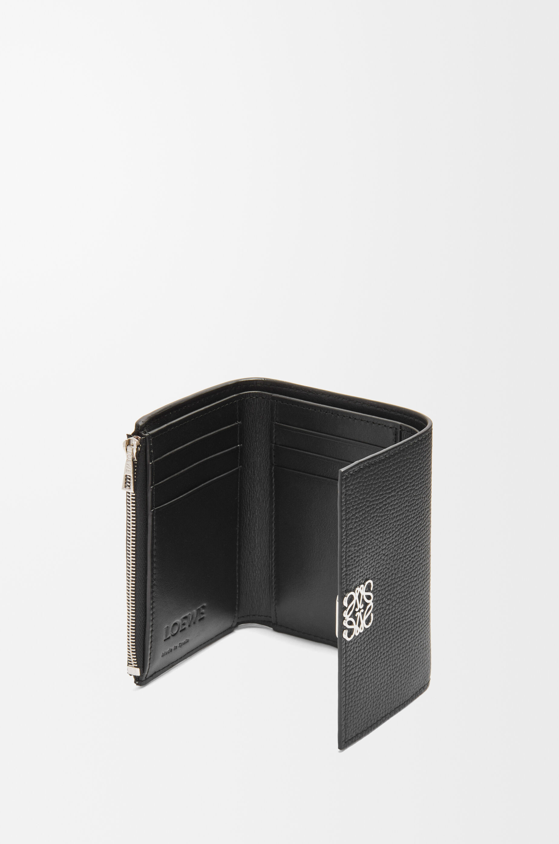 LOEWE Anagram small vertical wallet in pebble grained calfskin Black