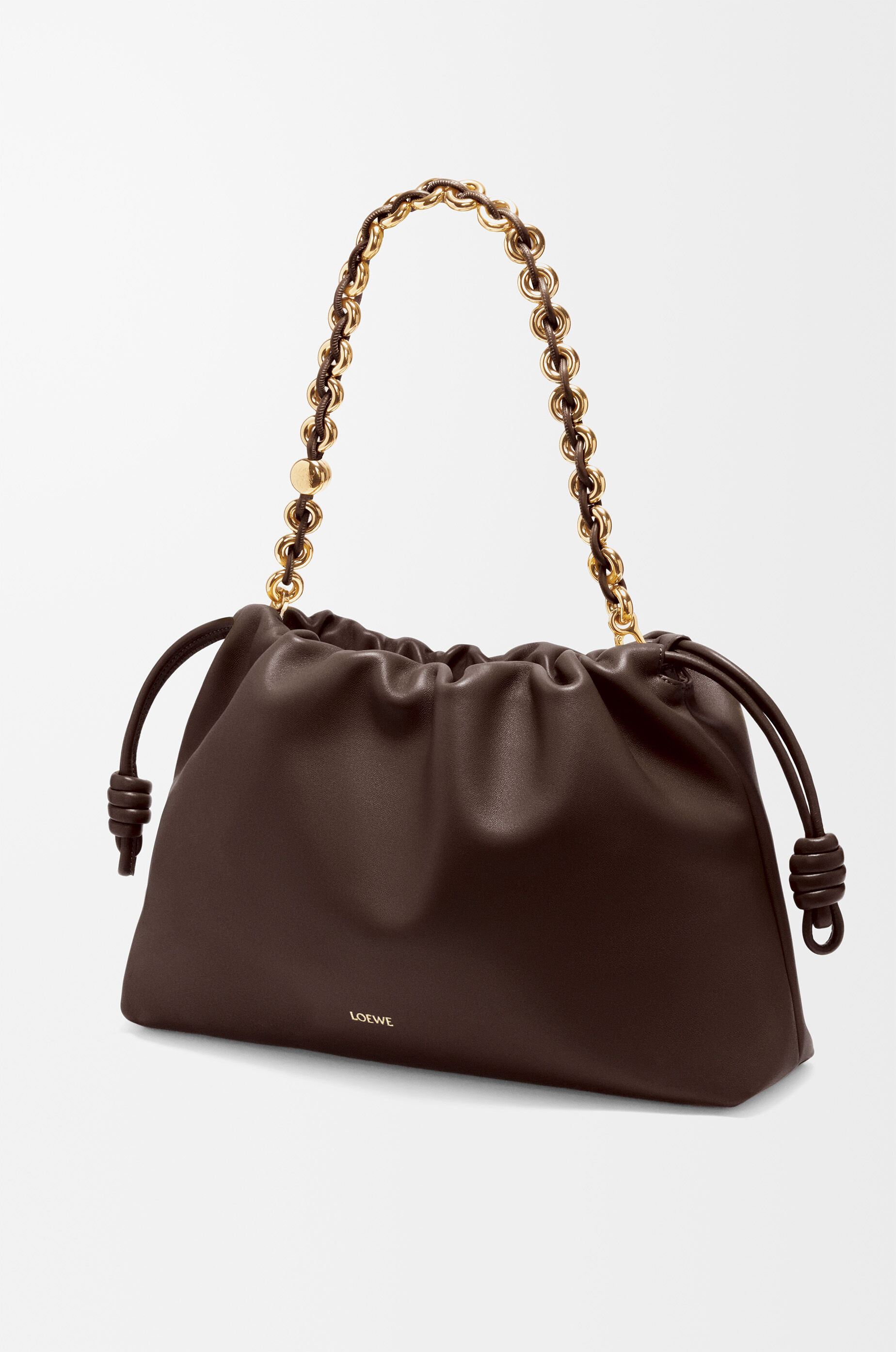 LOEWE Large Flamenco purse in mellow nappa lambskin Dark Chestnut