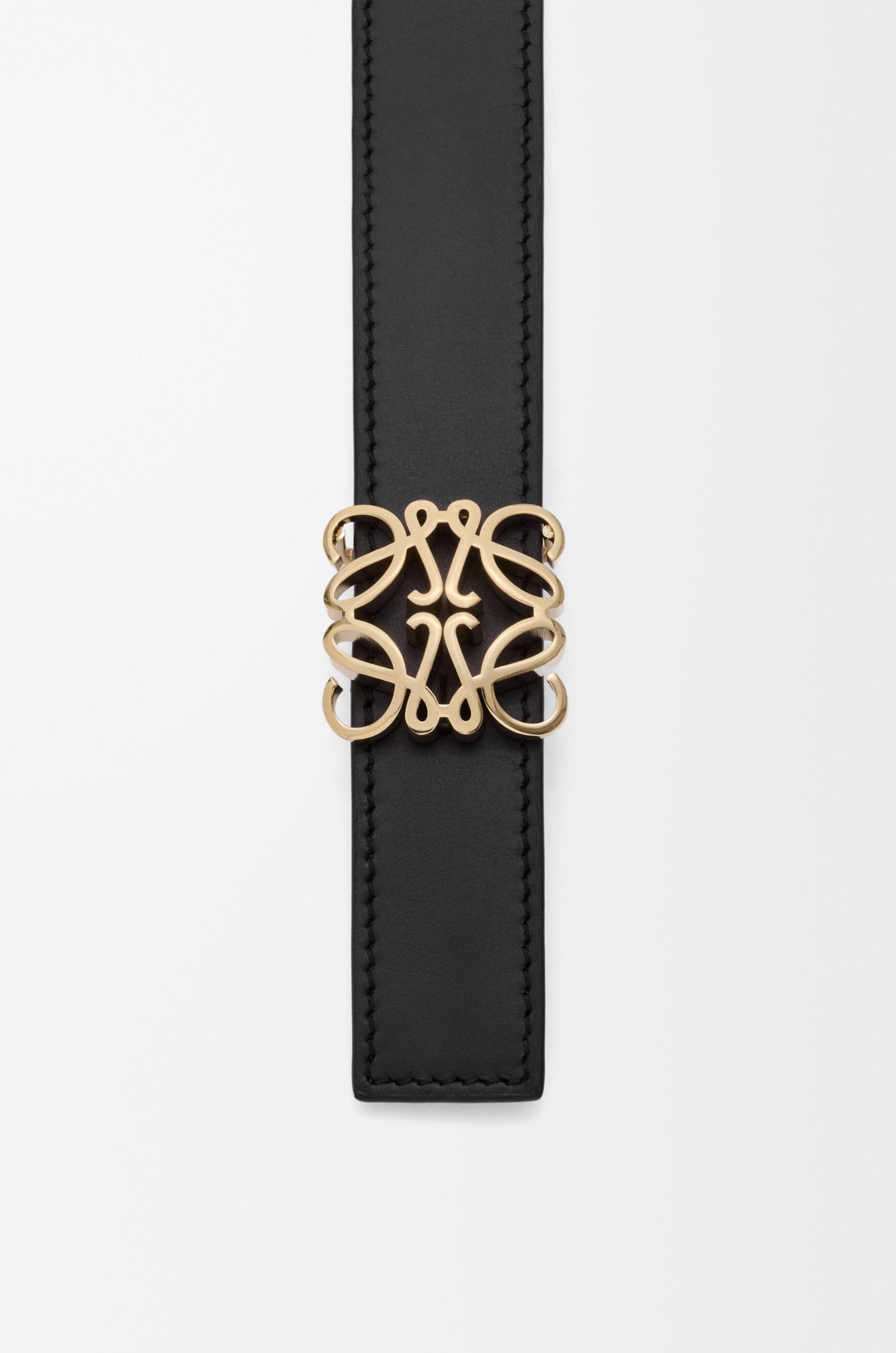 LOEWE Reversible Anagram Bombé belt in smooth calfskin Black/Clay