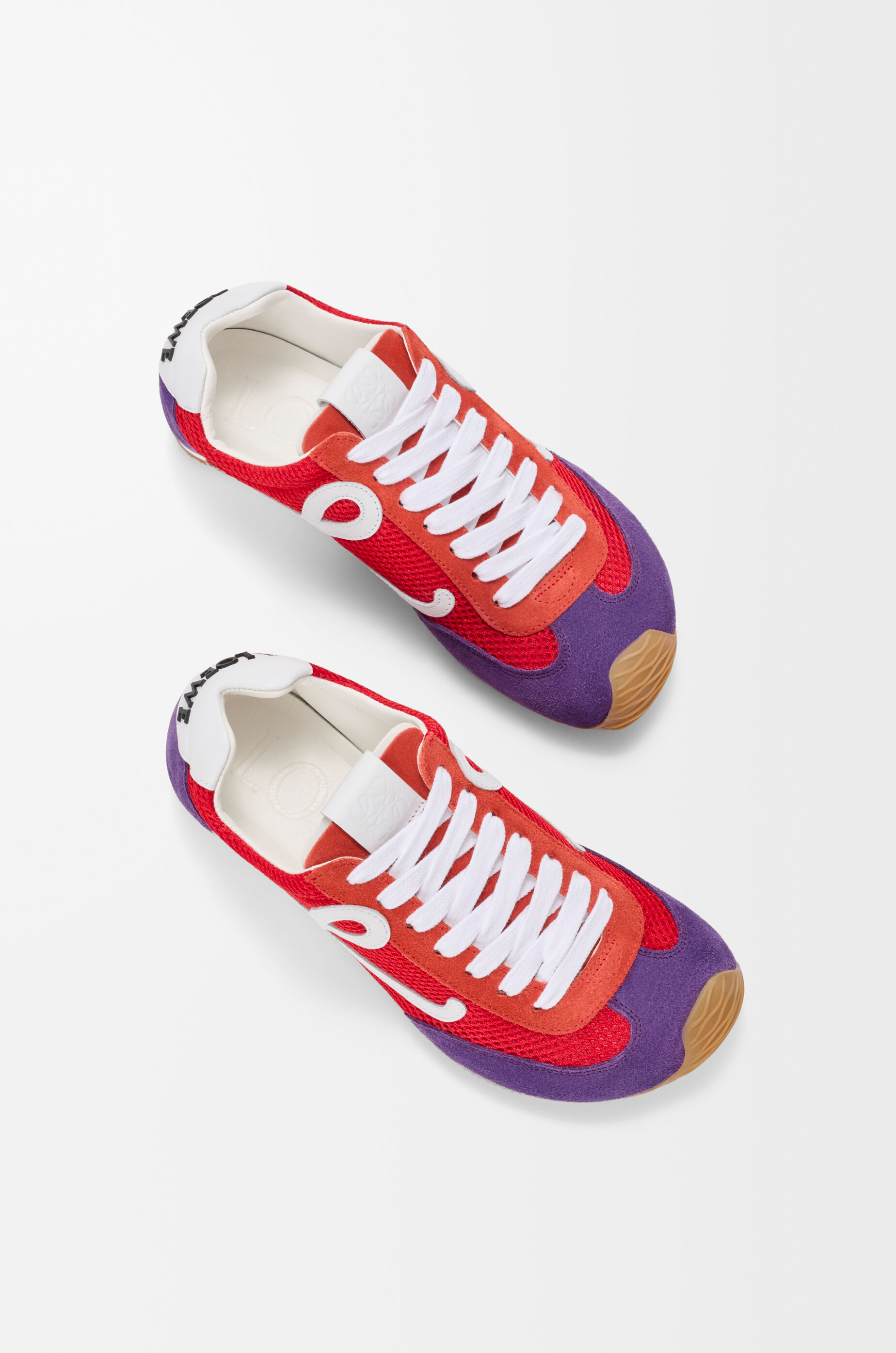 LOEWE Ballet Runner 2.0 in suede and mesh Red/White/Purple