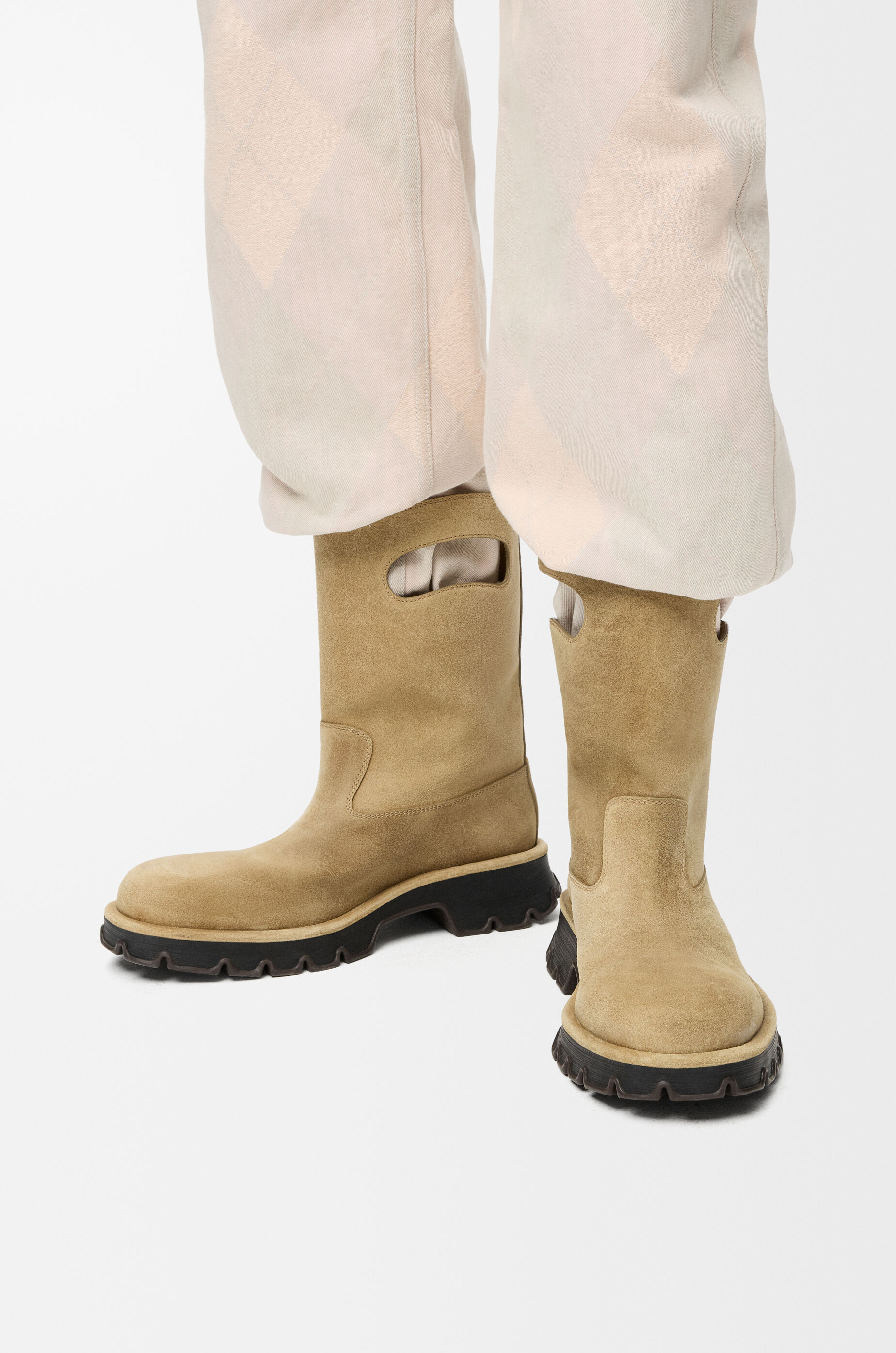 LOEWE Bobby boot in waxed split calfskin Sahara