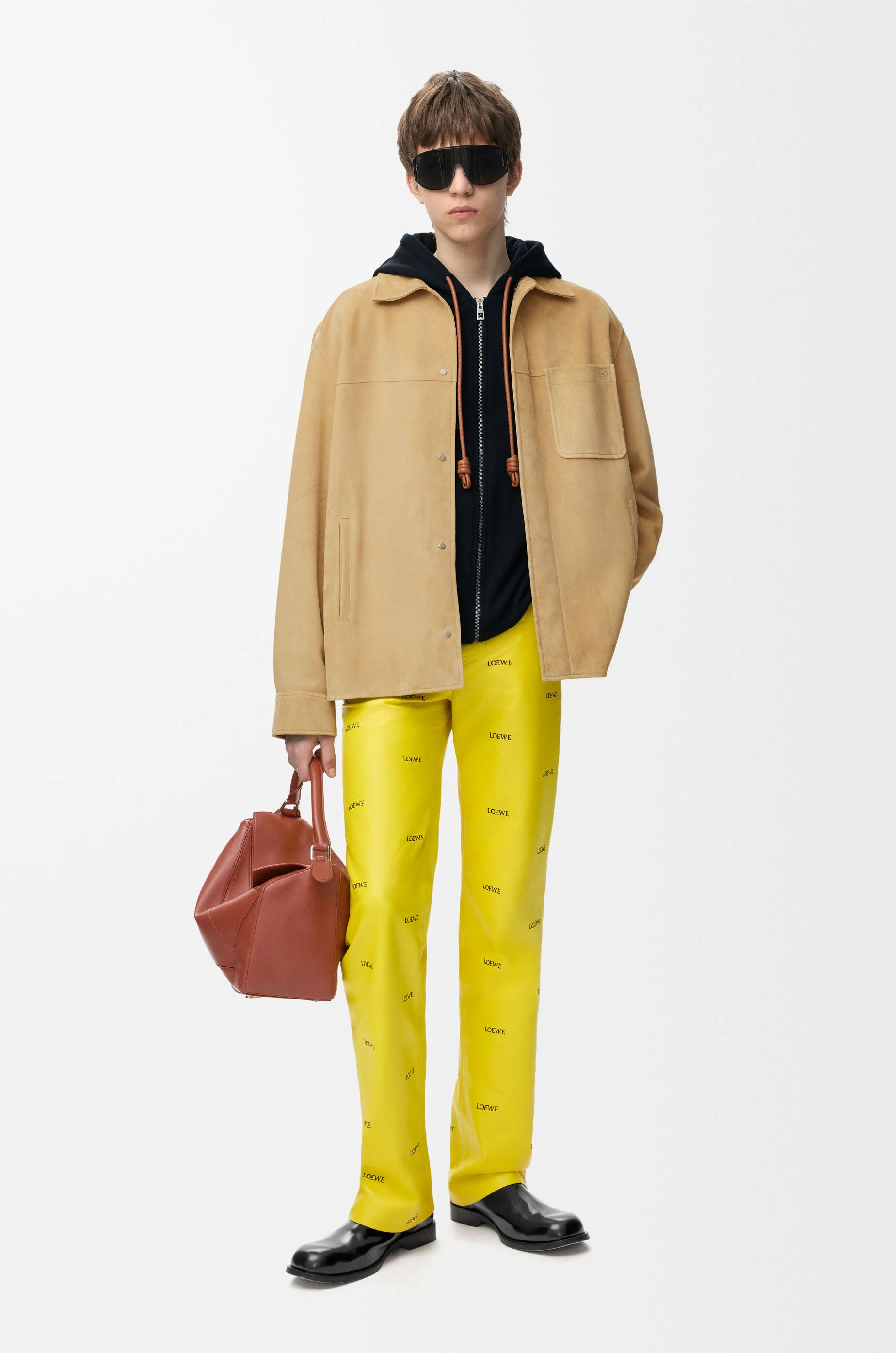 LOEWE Overshirt in suede lambskin Beige