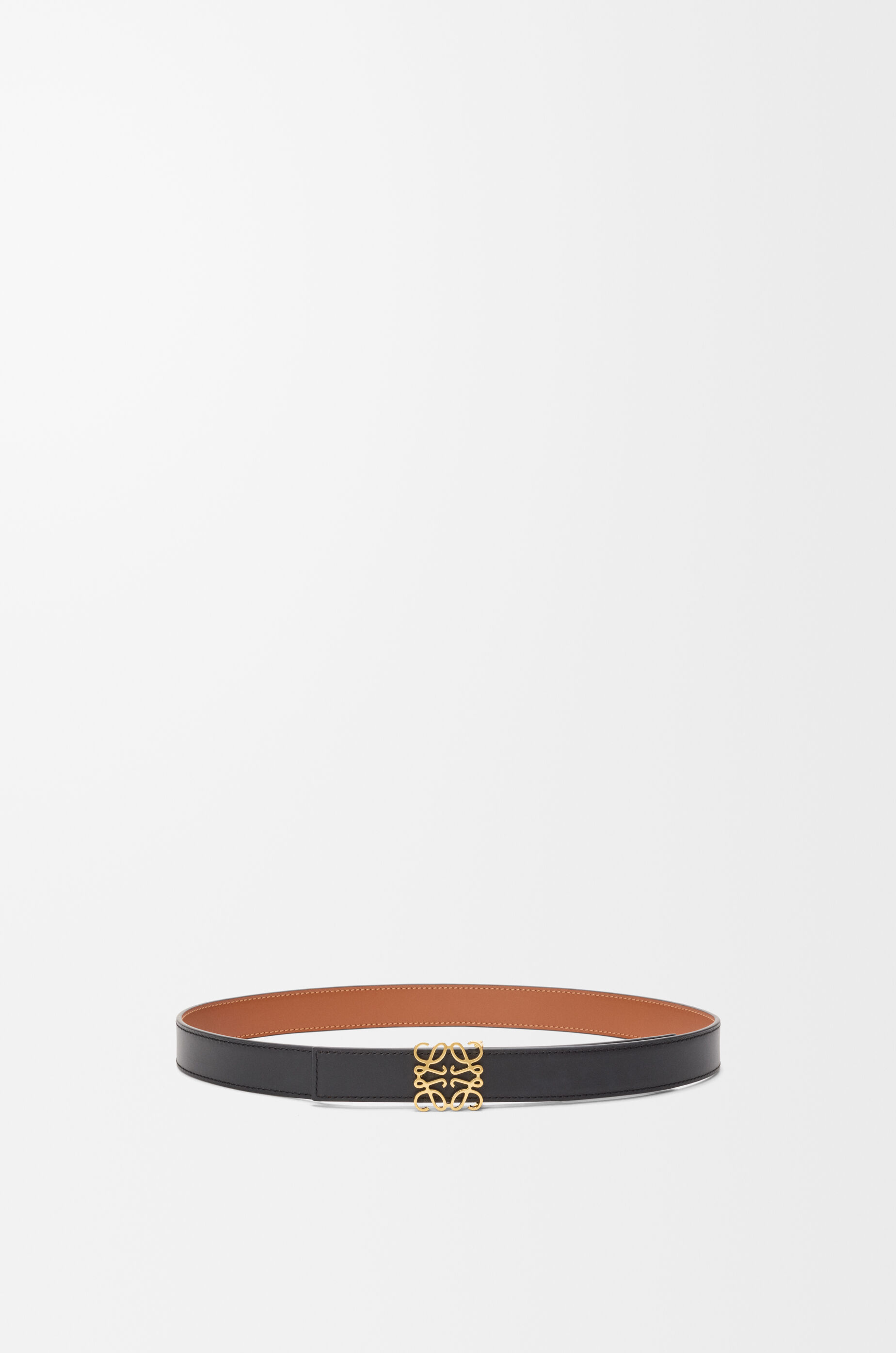 LOEWE Reversible Anagram belt in smooth calfskin Tan/Black/Gold