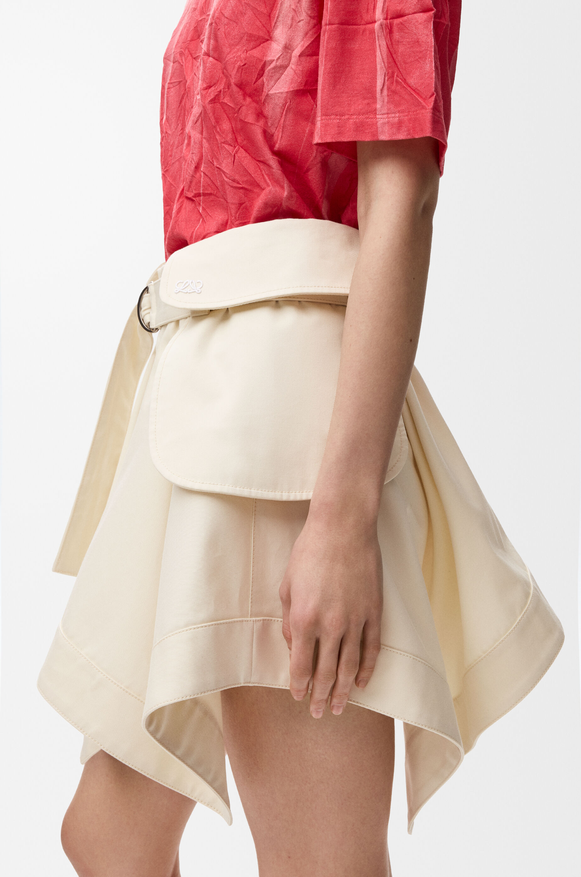 LOEWE Cargo skirt in cotton and silk Ivory