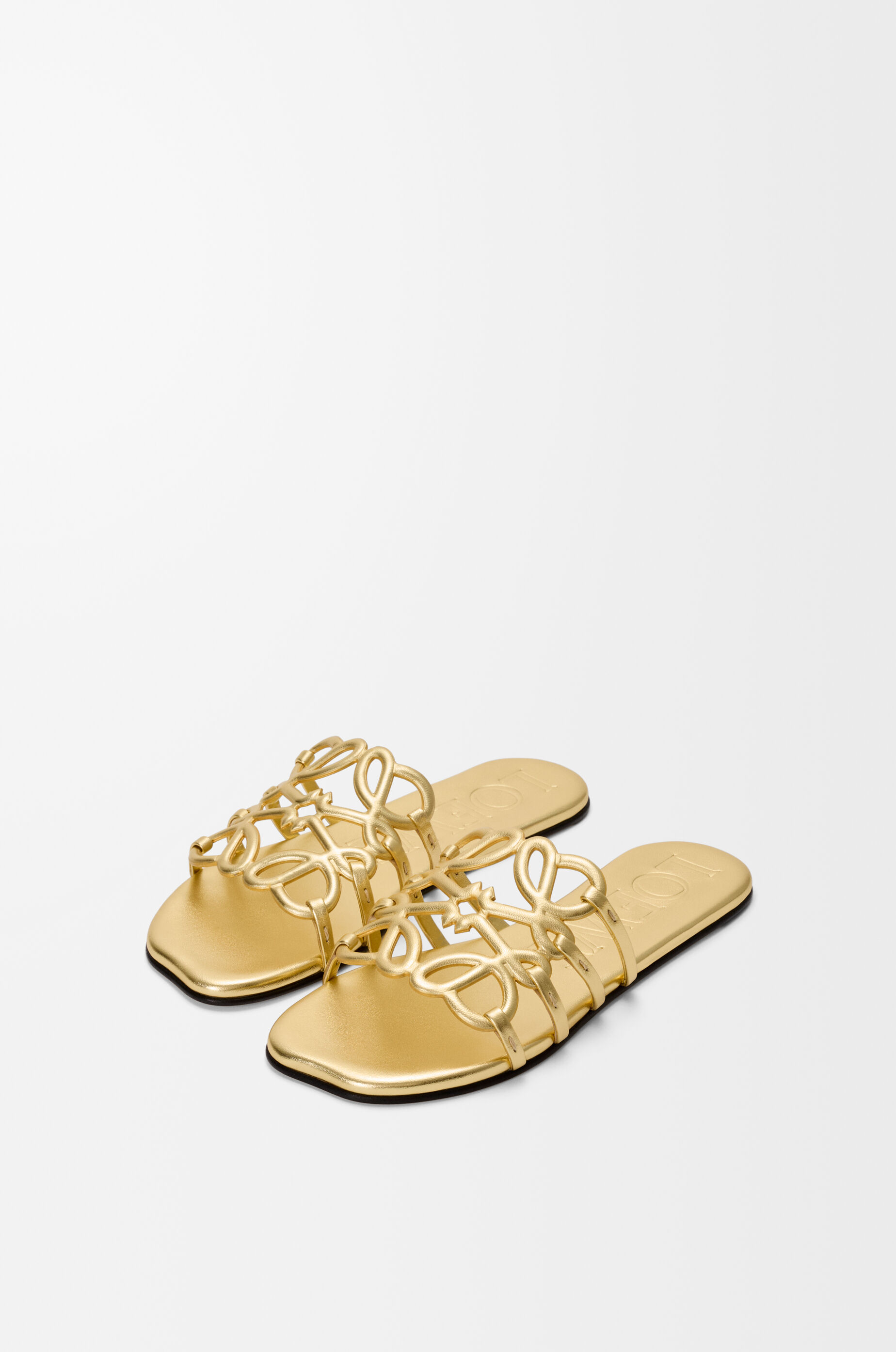 LOEWE Petal Anagram slide in laminated lambskin Gold