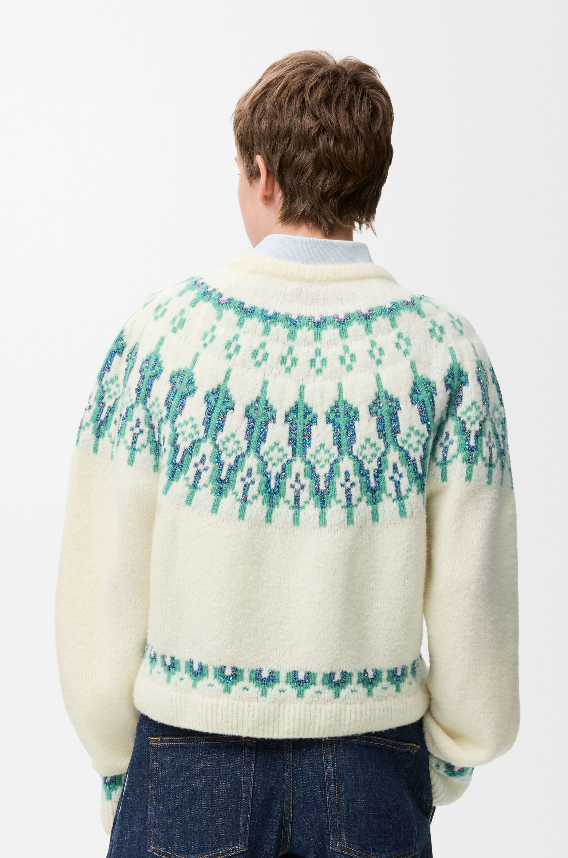 LOEWE Sweater in wool blend White/Mint