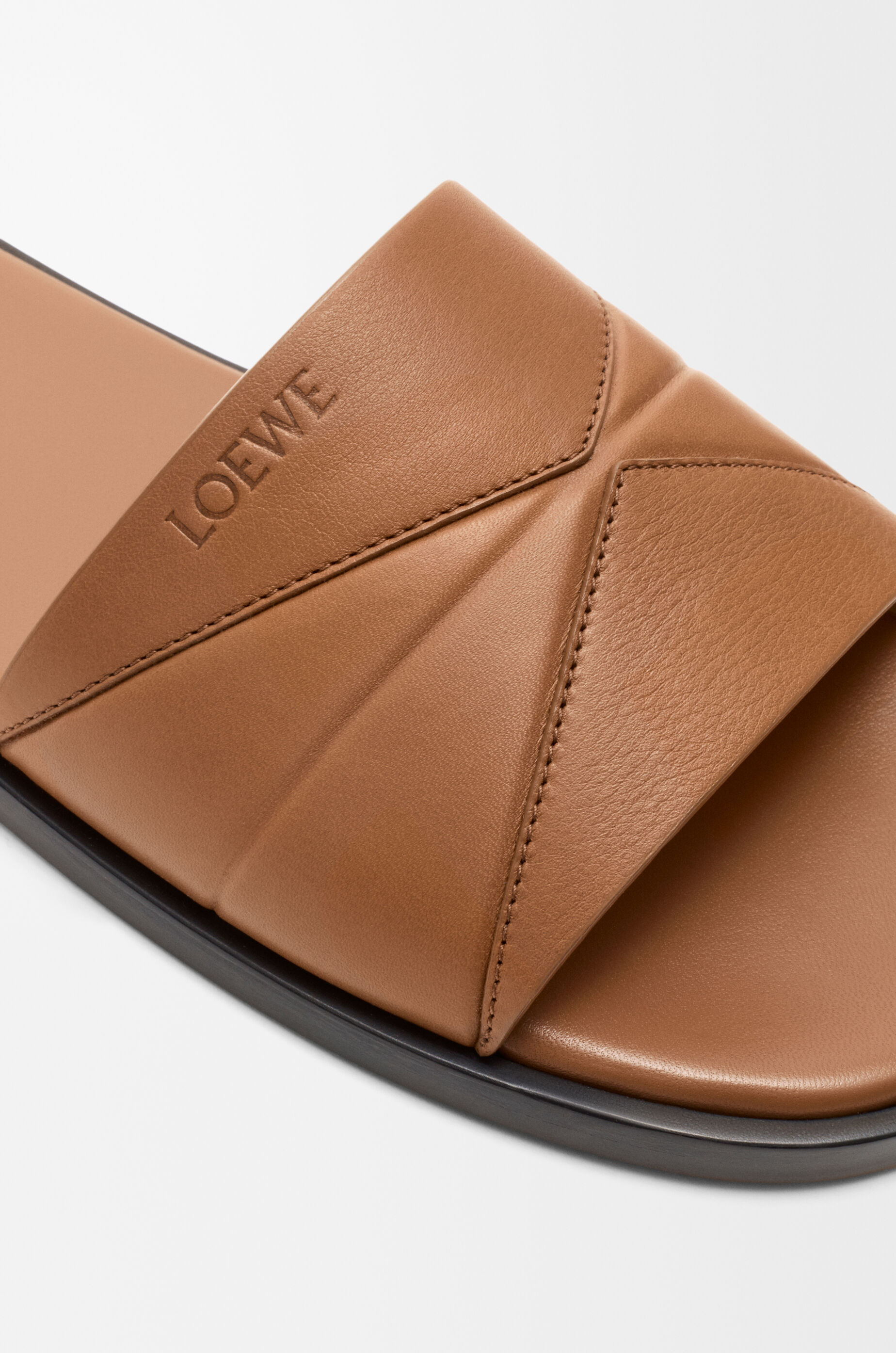 LOEWE Origami slide in soft calfskin Mocha