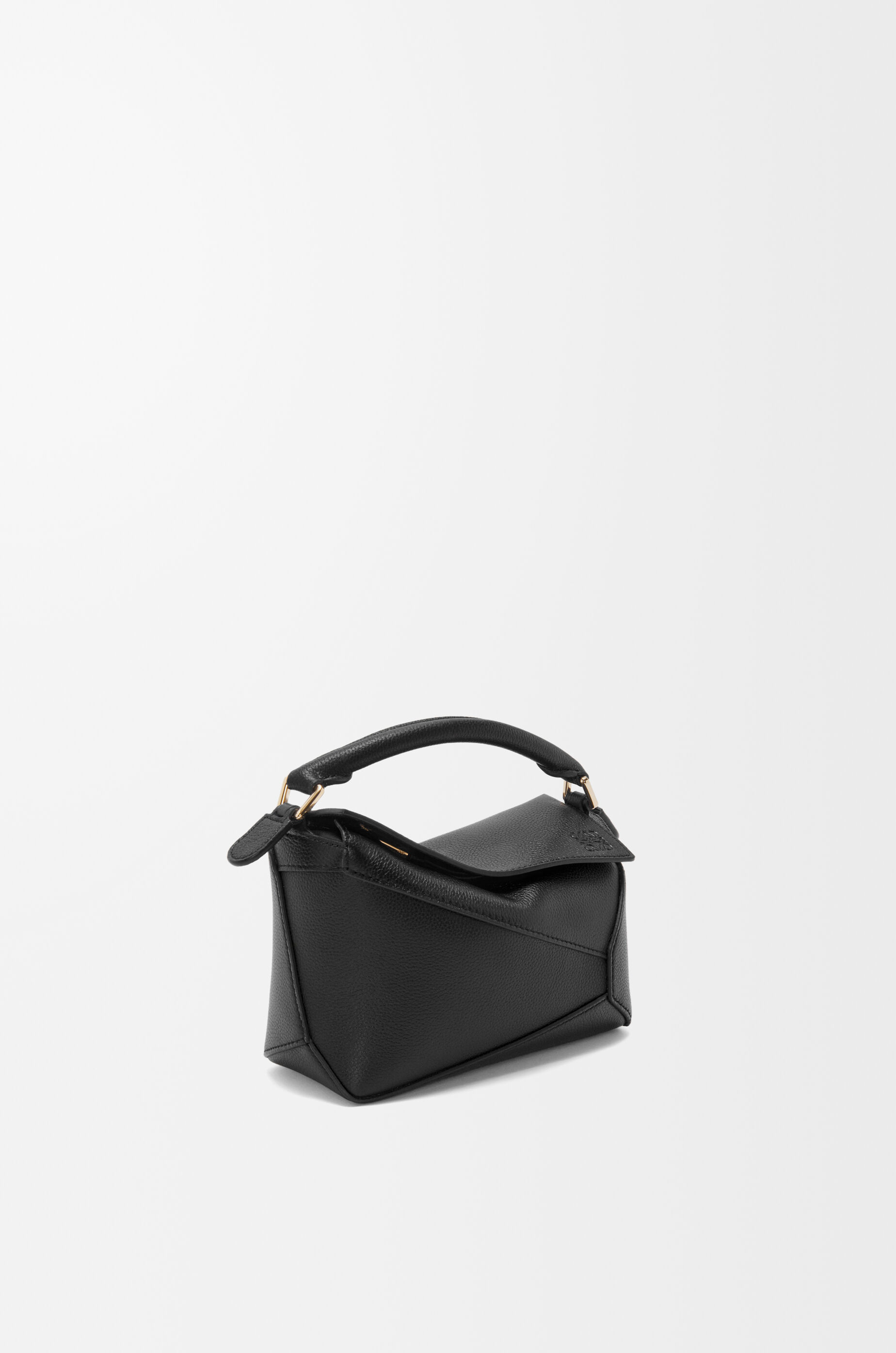 LOEWE Mini Puzzle Edge bag in soft grained calfskin Black