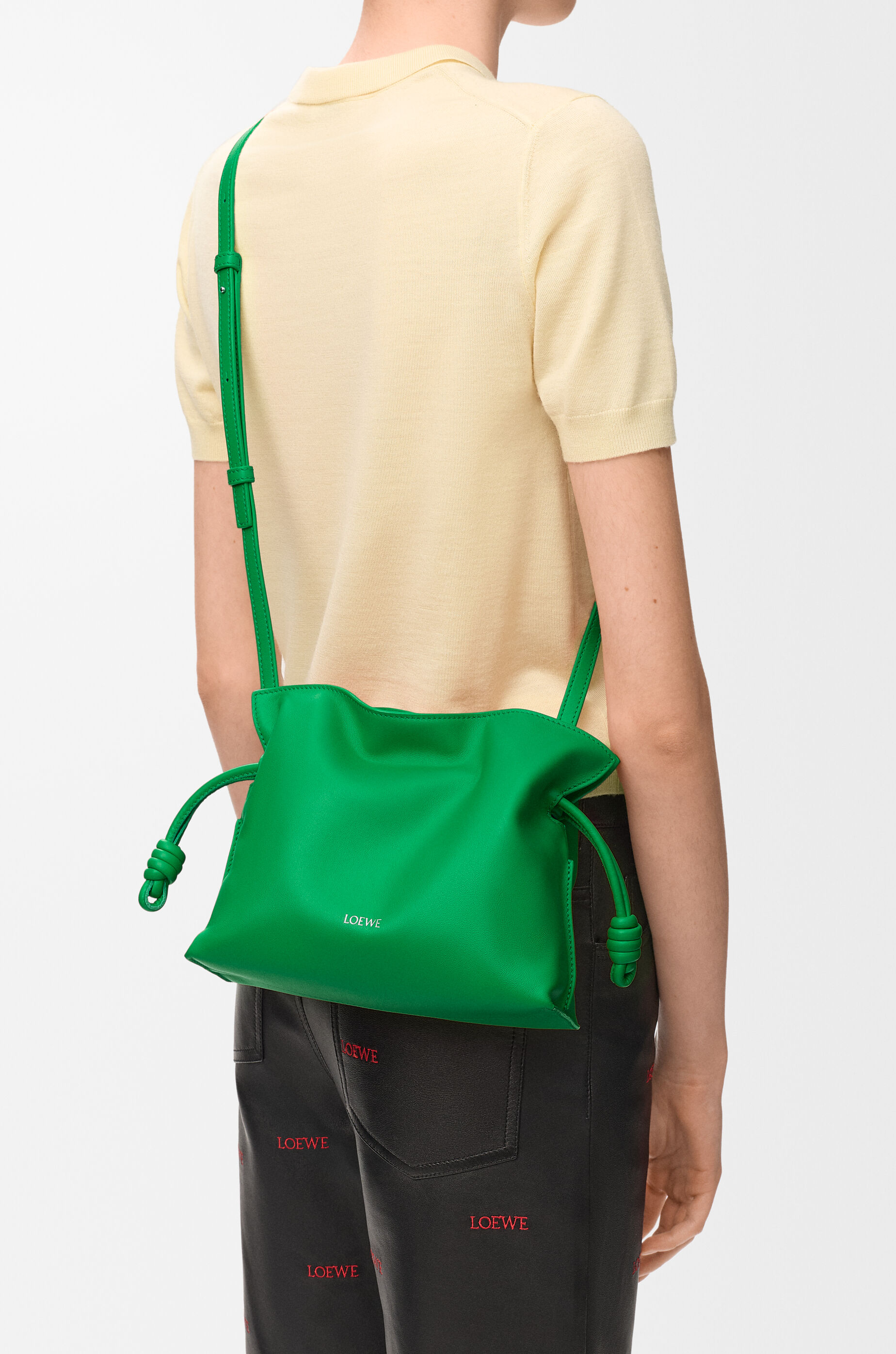 LOEWE Mini Flamenco clutch in nappa calfskin Clover Green
