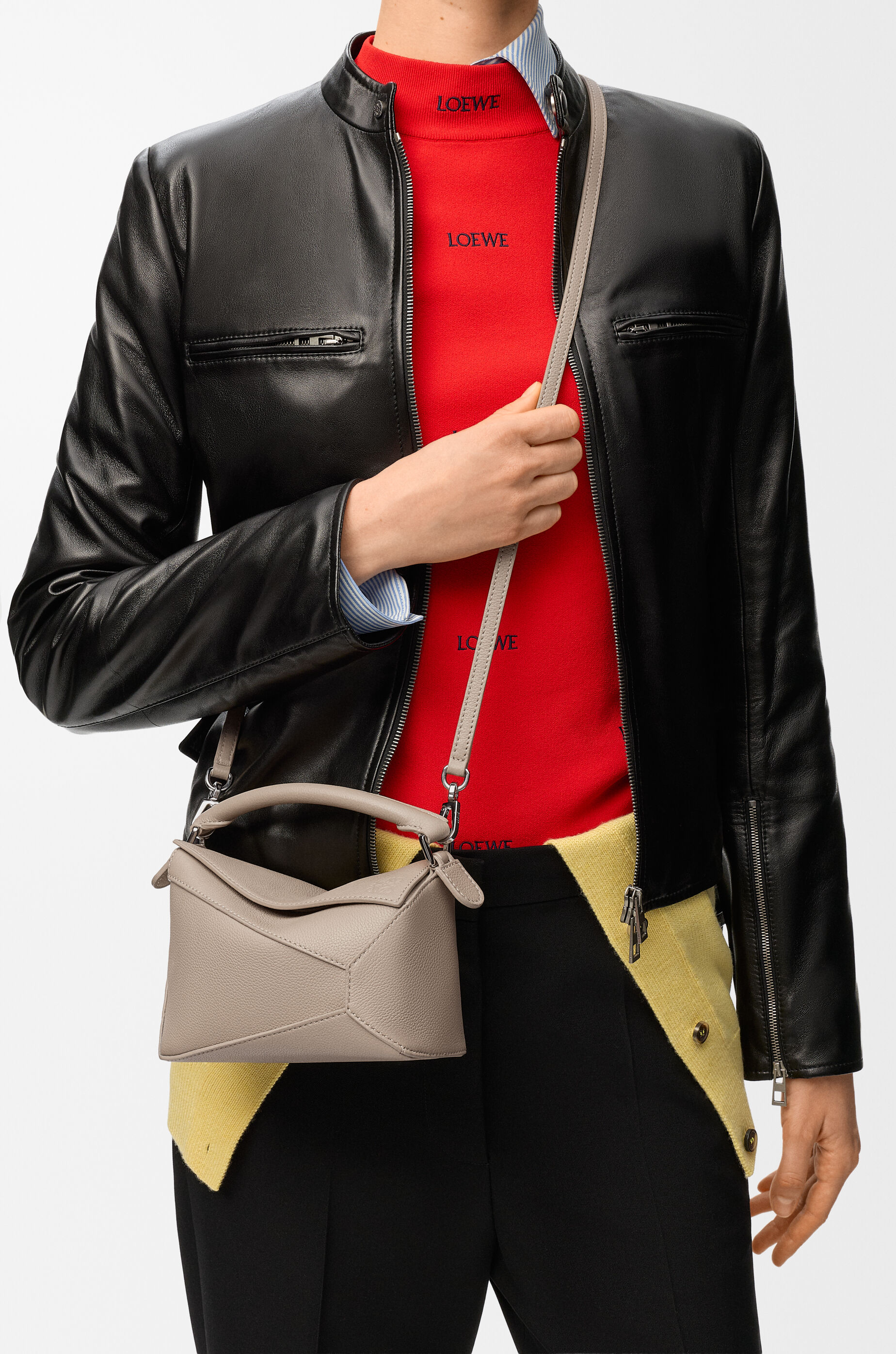 LOEWE Mini Puzzle Edge bag in soft grained calfskin Clay