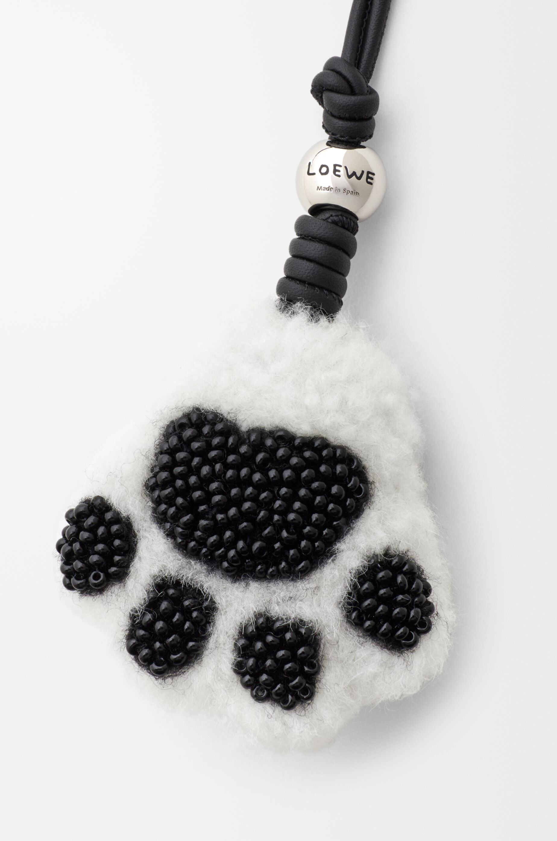 LOEWE Paw charm in shearling and calfskin Black/White