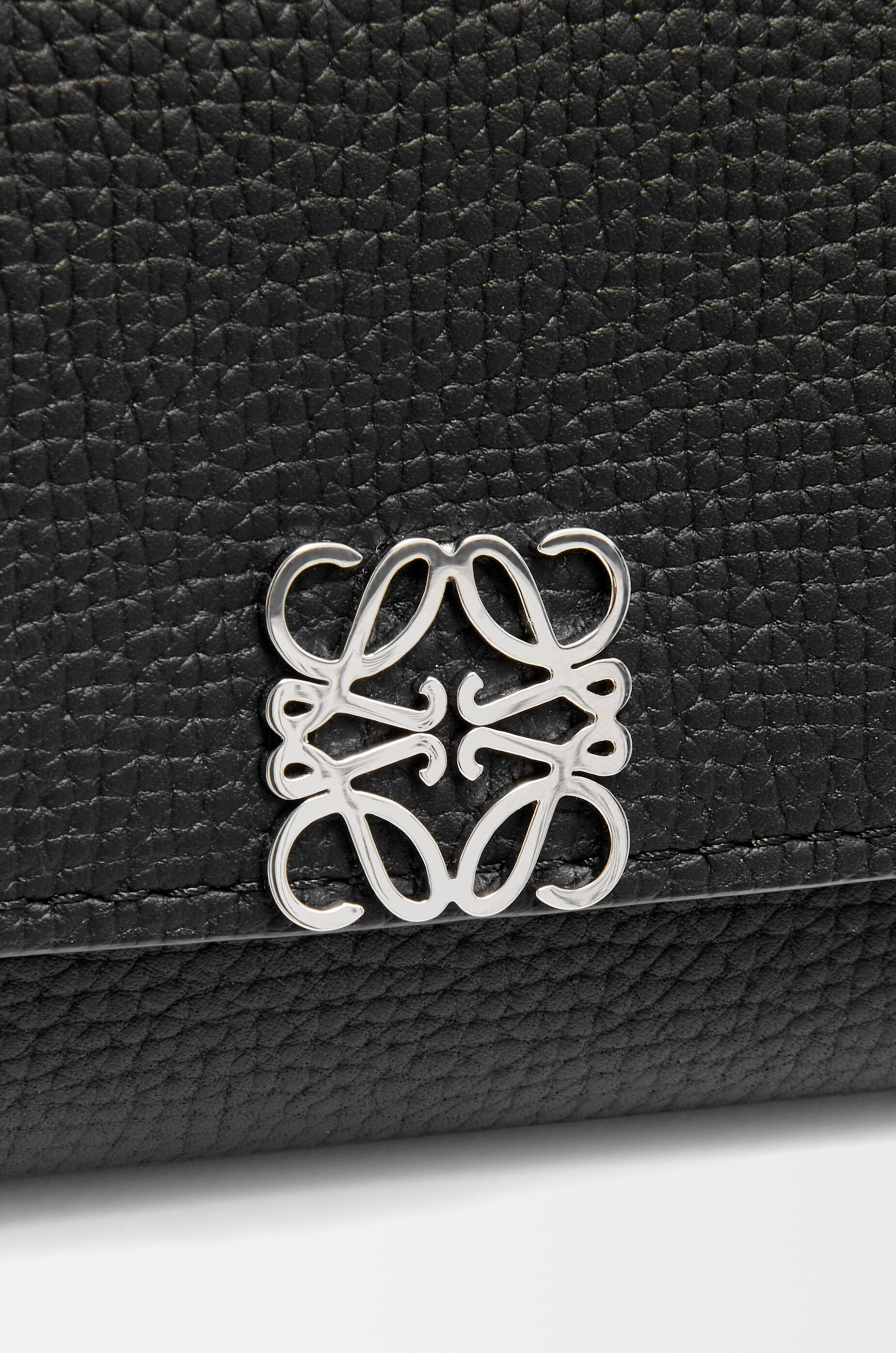 LOEWE Anagram small vertical wallet in pebble grained calfskin Black