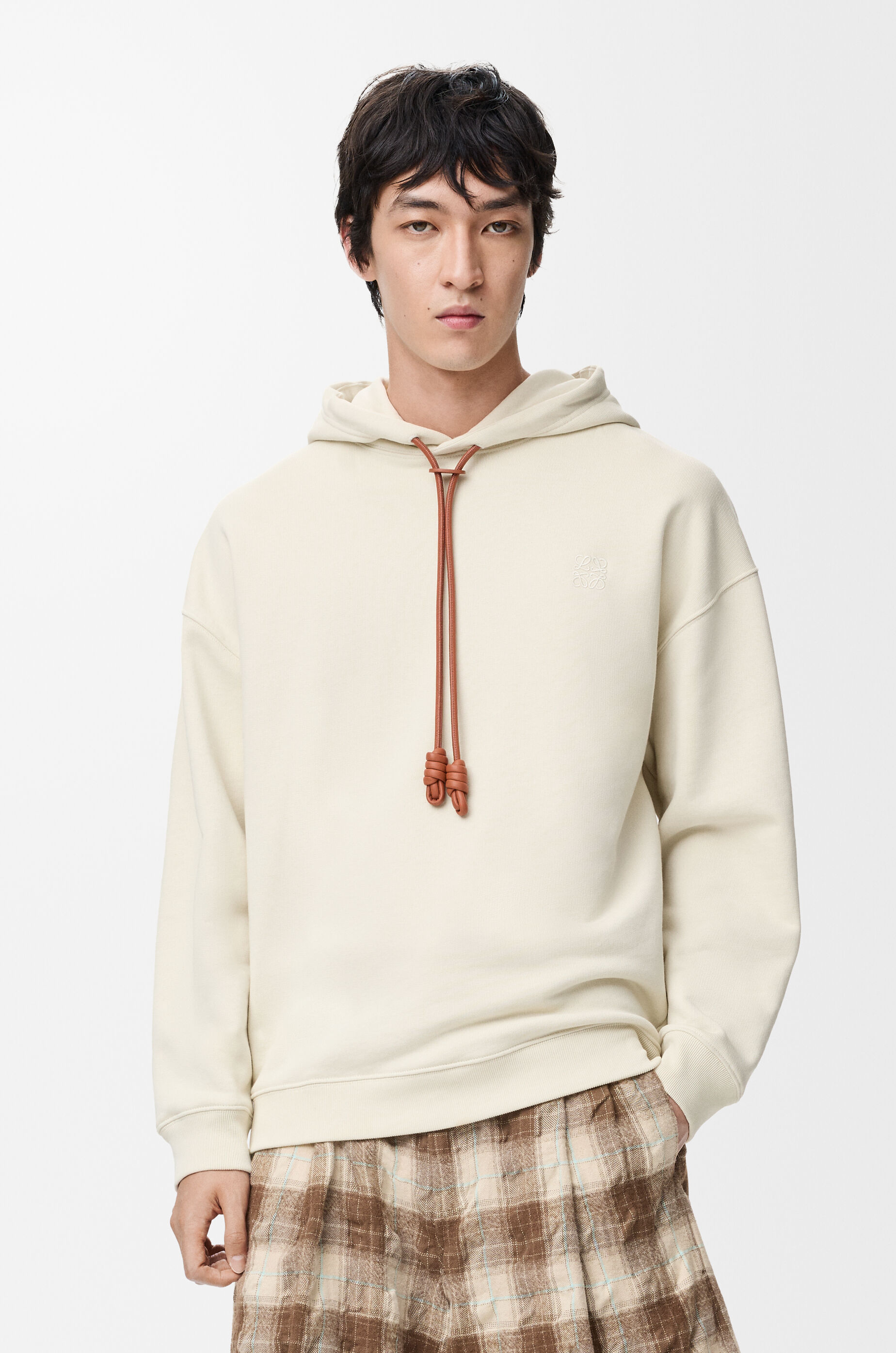 LOEWE Relaxed fit hoodie in cotton Ecru