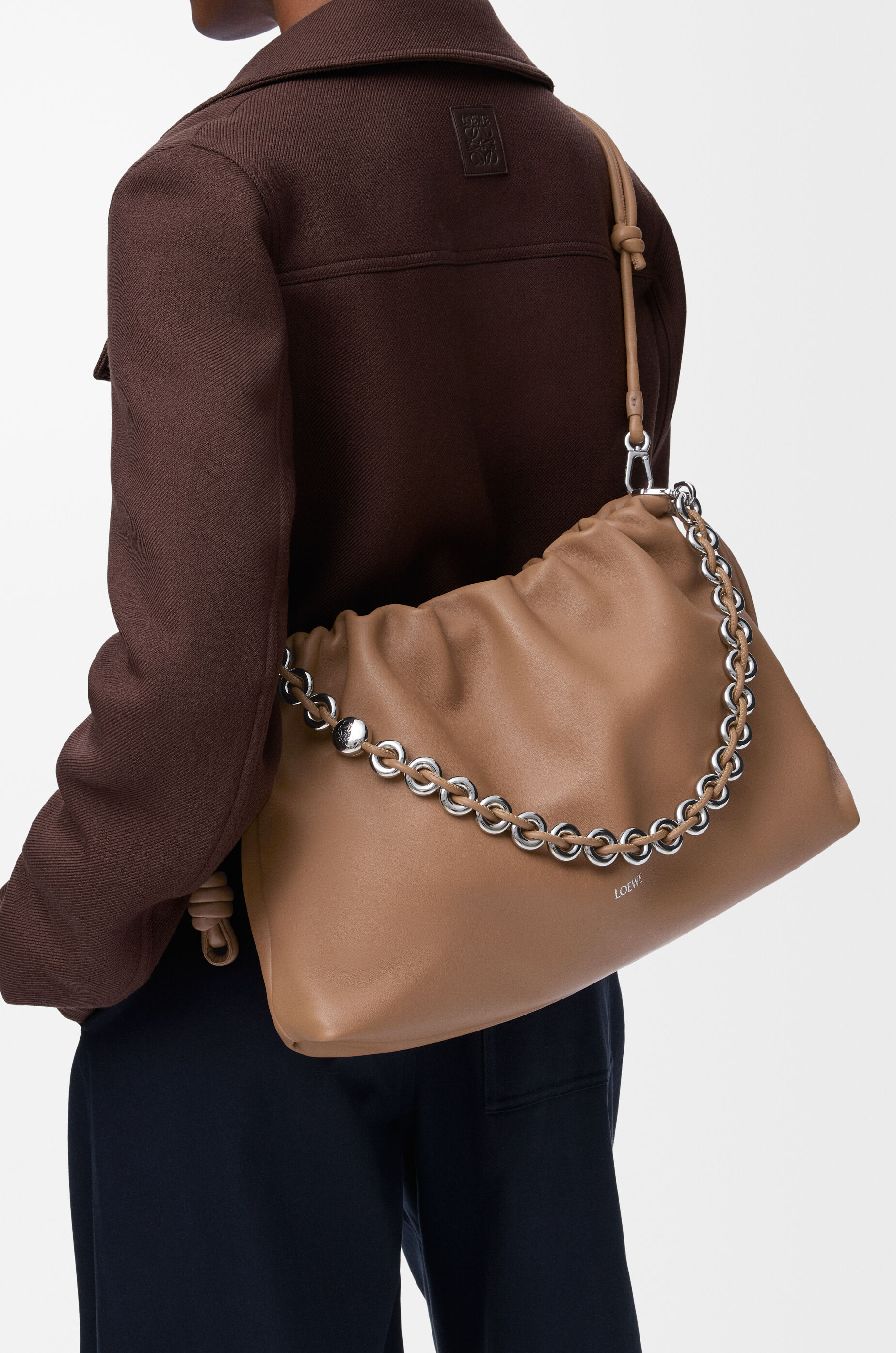 LOEWE Large Flamenco purse in mellow nappa lambskin Mocha