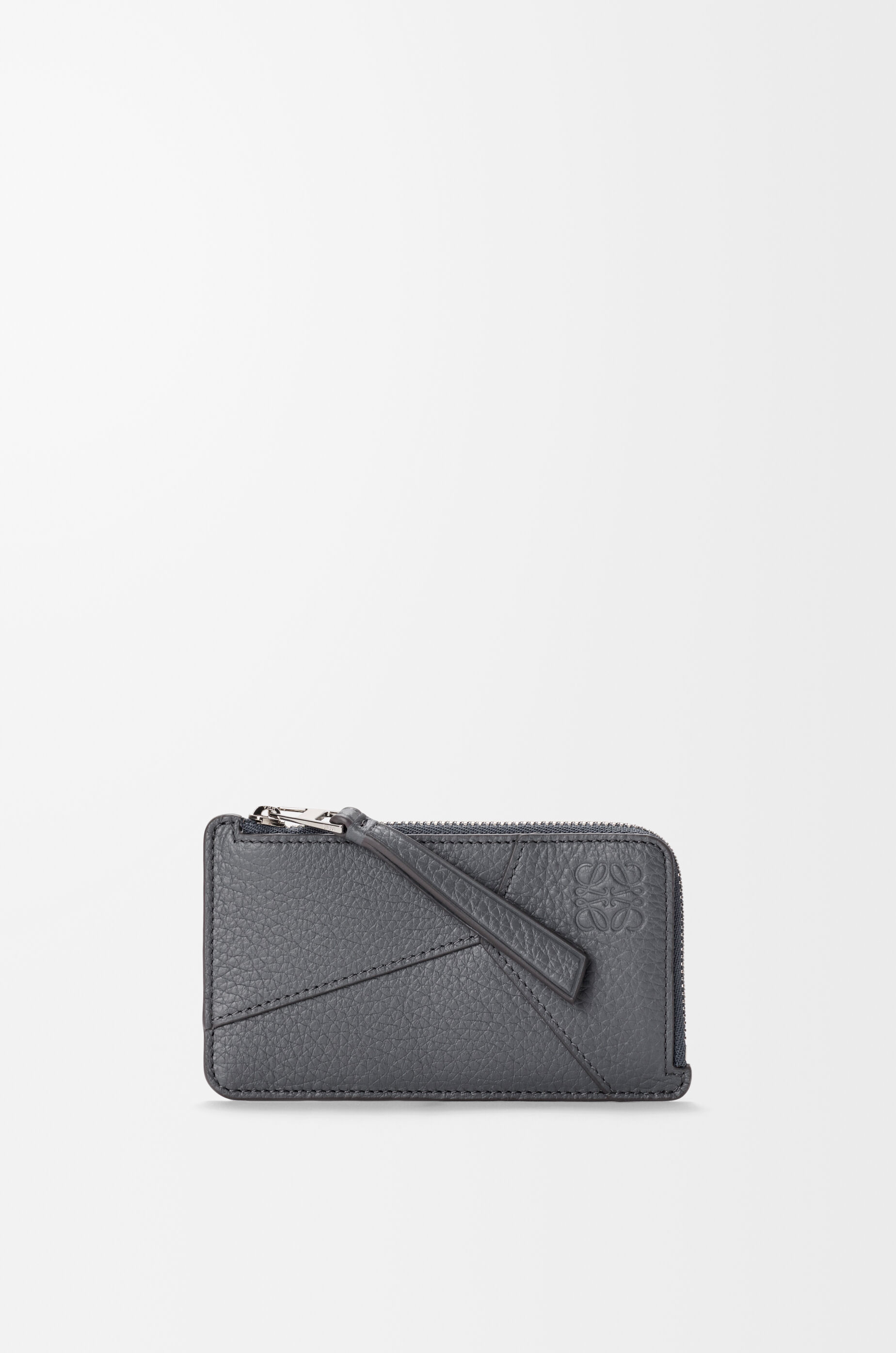 LOEWE Puzzle coin cardholder in supple grained calfskin Blue Grey