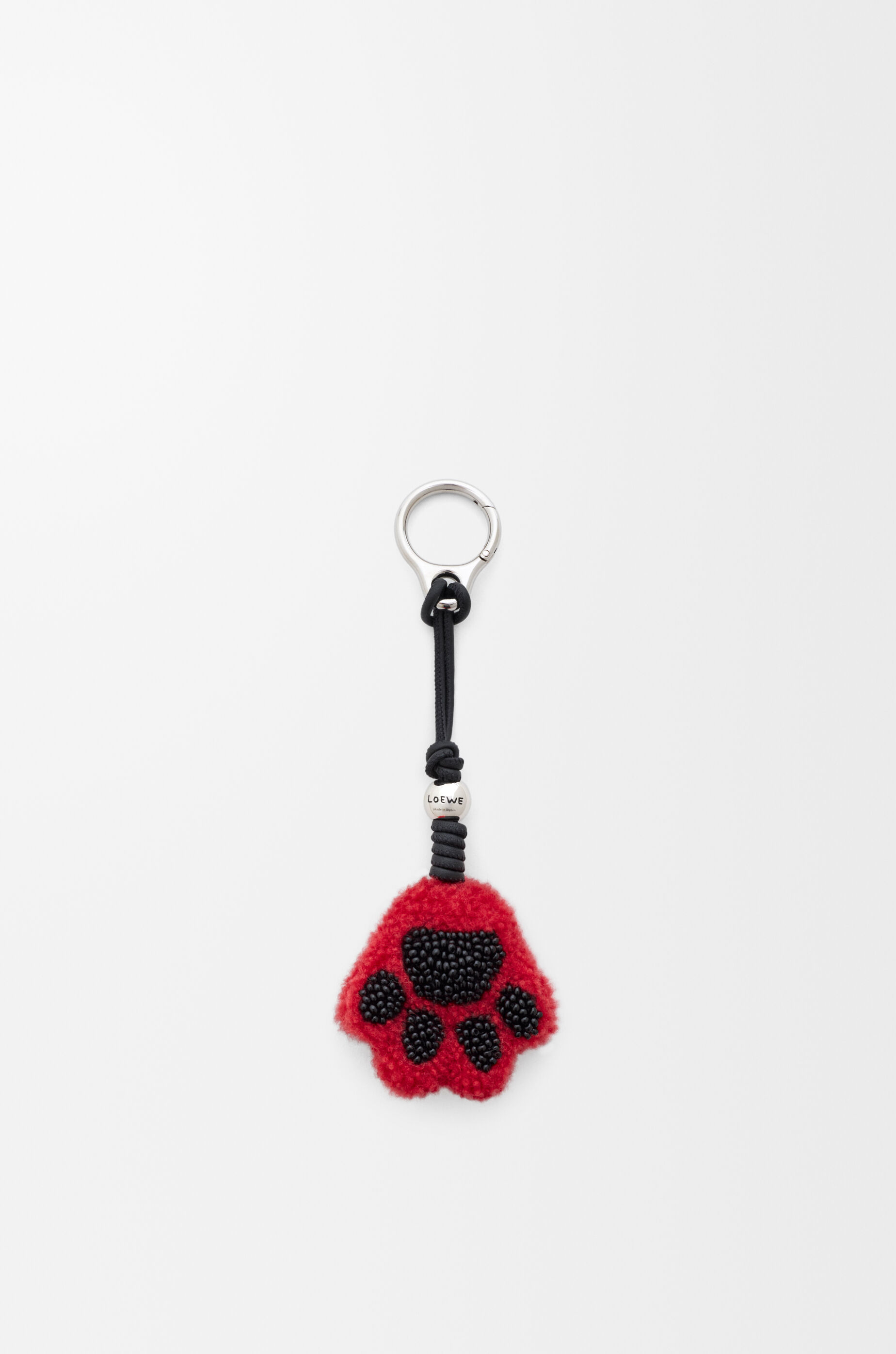 LOEWE Paw charm in shearling and calfskin Black/Red