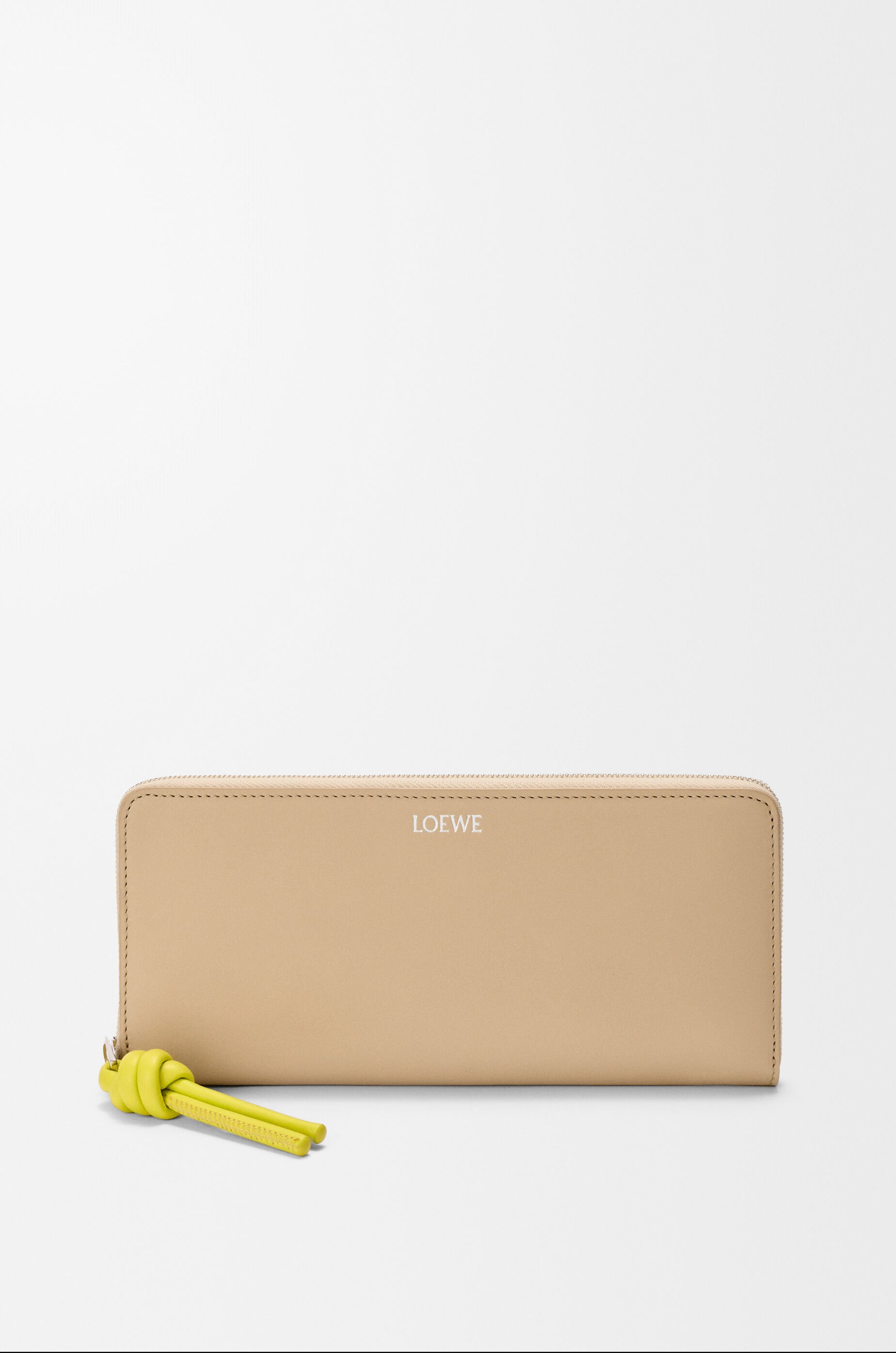 LOEWE Knot zip around wallet in shiny nappa calfskin Beige/Lemon