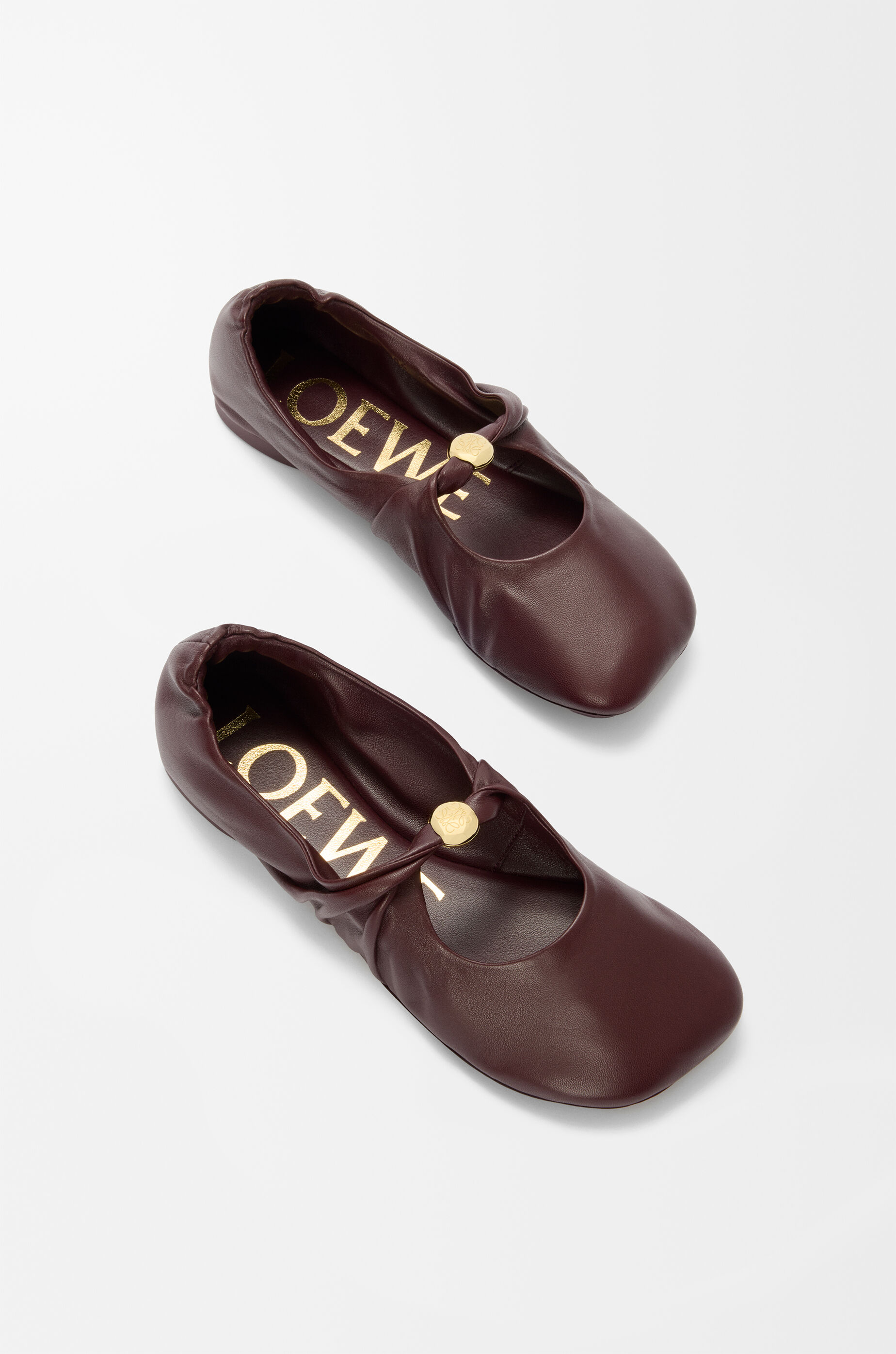 LOEWE Pebble Soft ballerina in nappa lambskin Burgundy