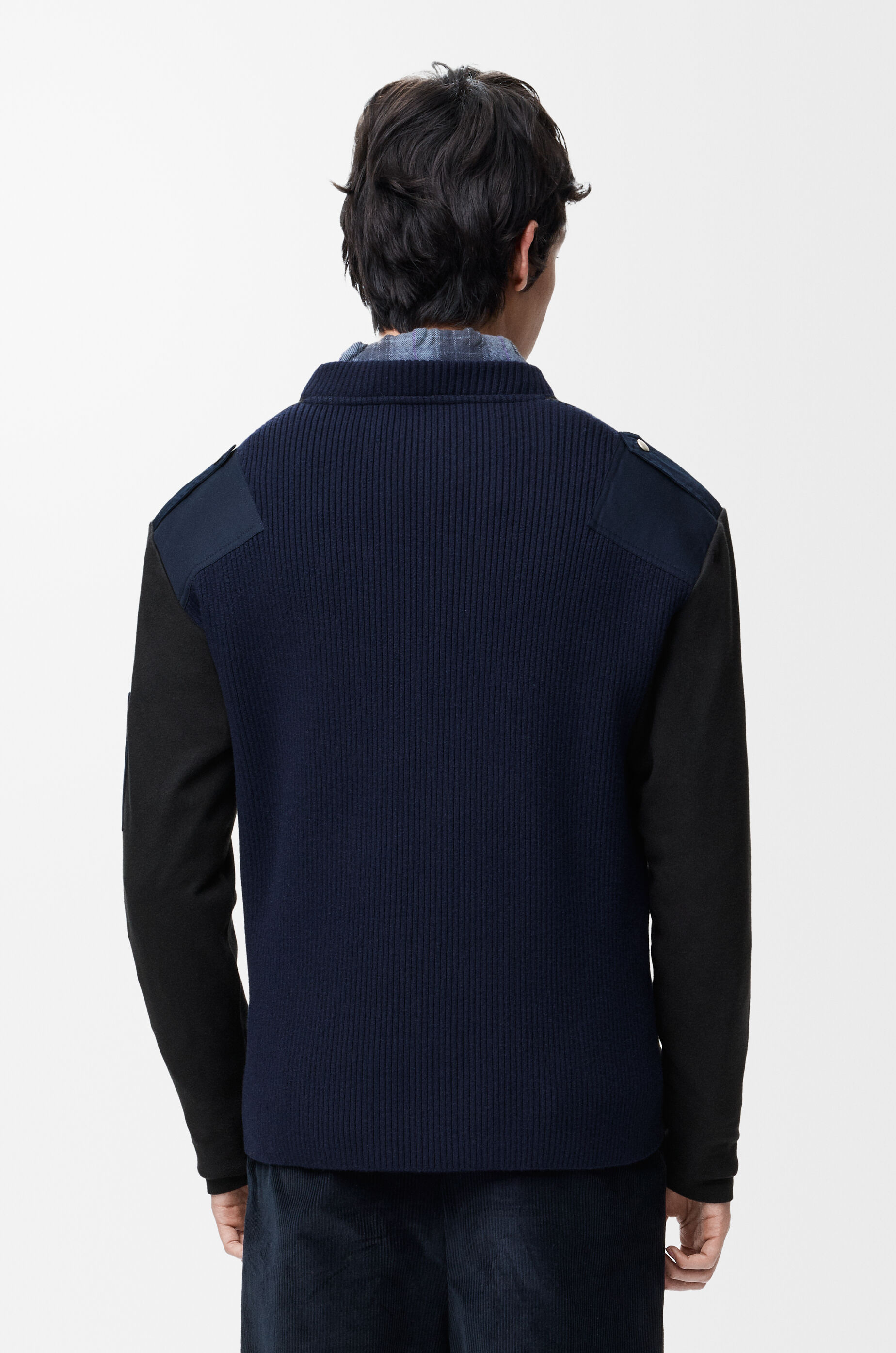 LOEWE Long sleeve top in cotton blend Anthracite/Dark Navy