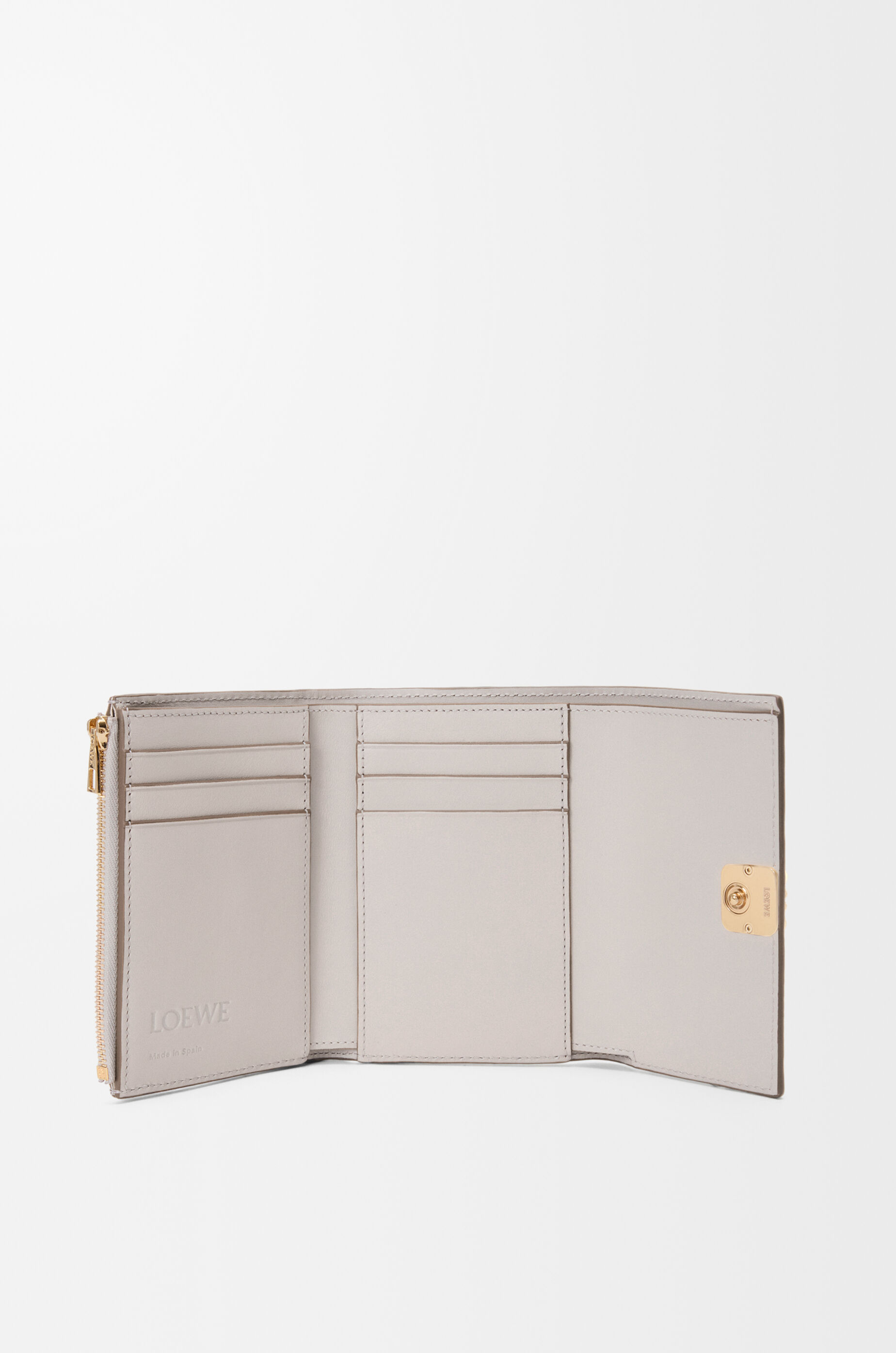 LOEWE Anagram small vertical wallet in pebble grained calfskin Light Ghost Grey