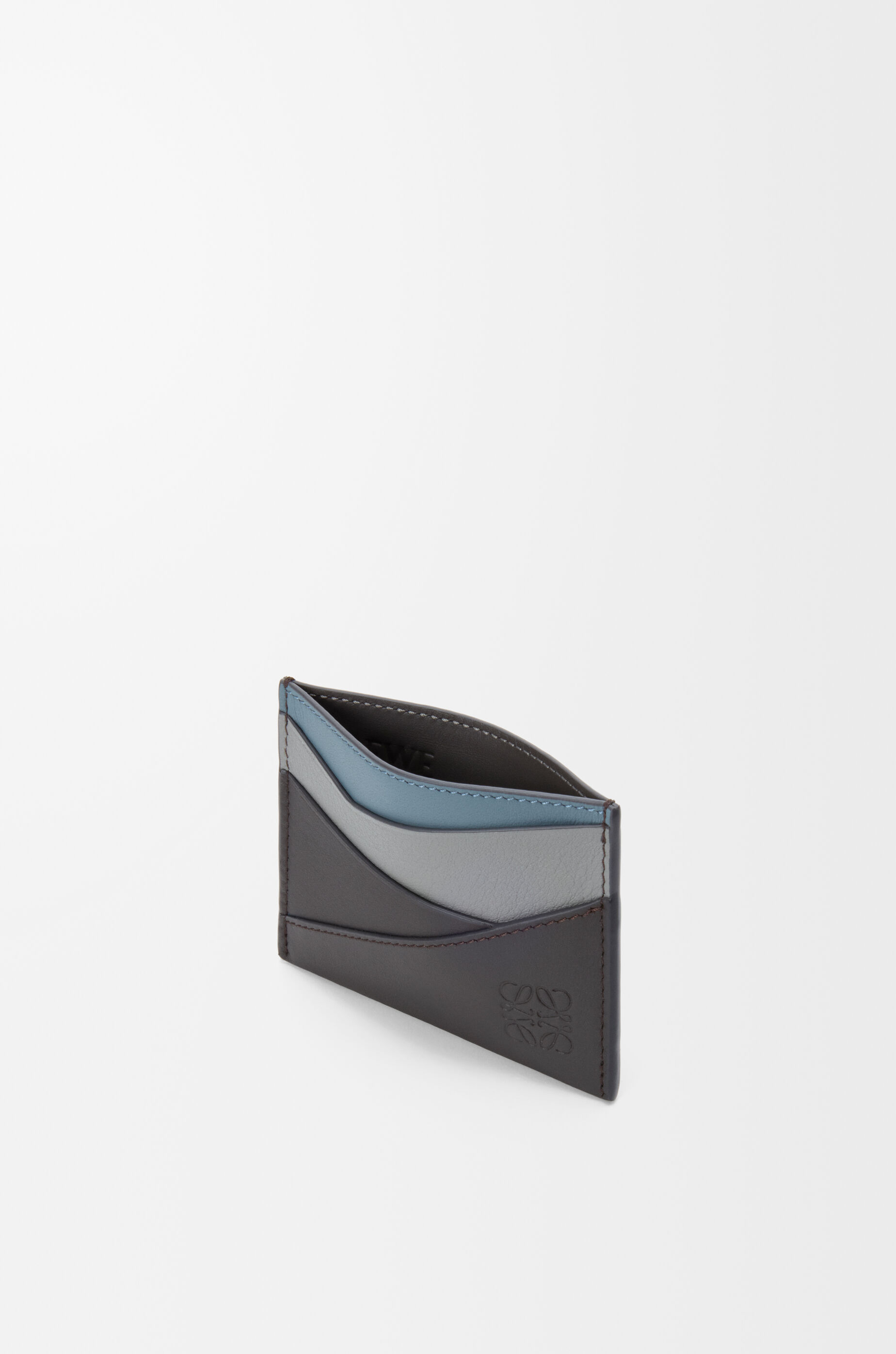LOEWE Puzzle plain cardholder in classic calfskin Asphalt Grey/Storm Blue