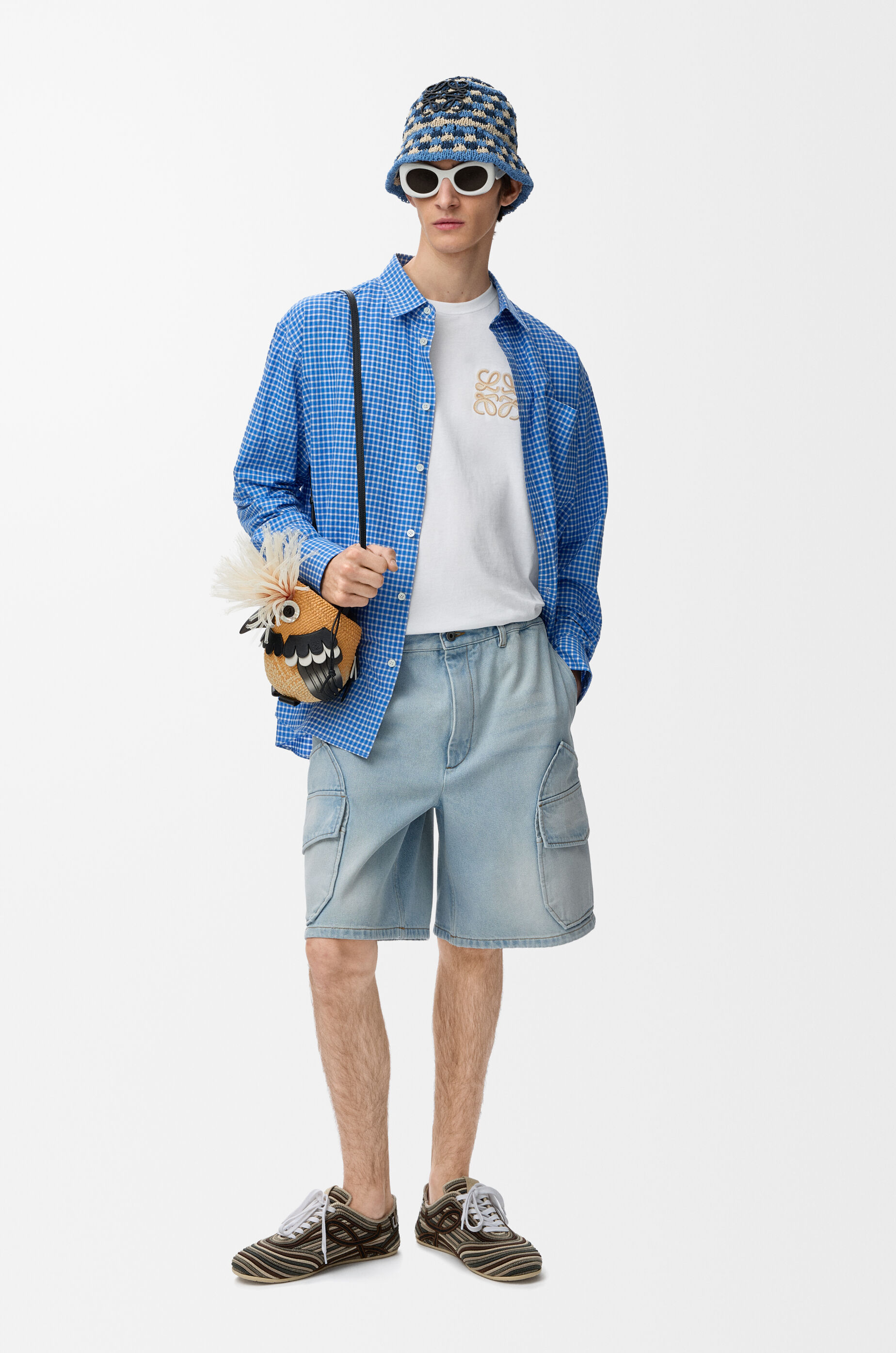 LOEWE Shirt in cotton Blue/White