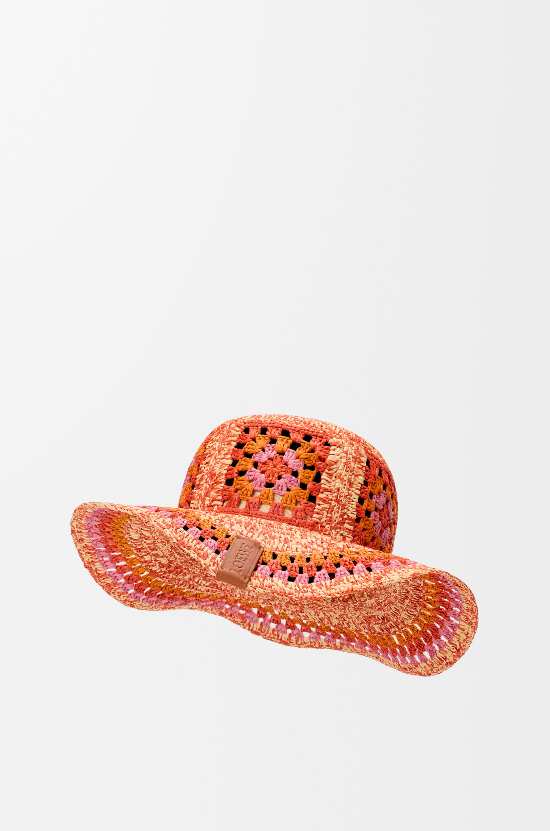 LOEWE Fisherman hat in raffia Bright Orange/Pink