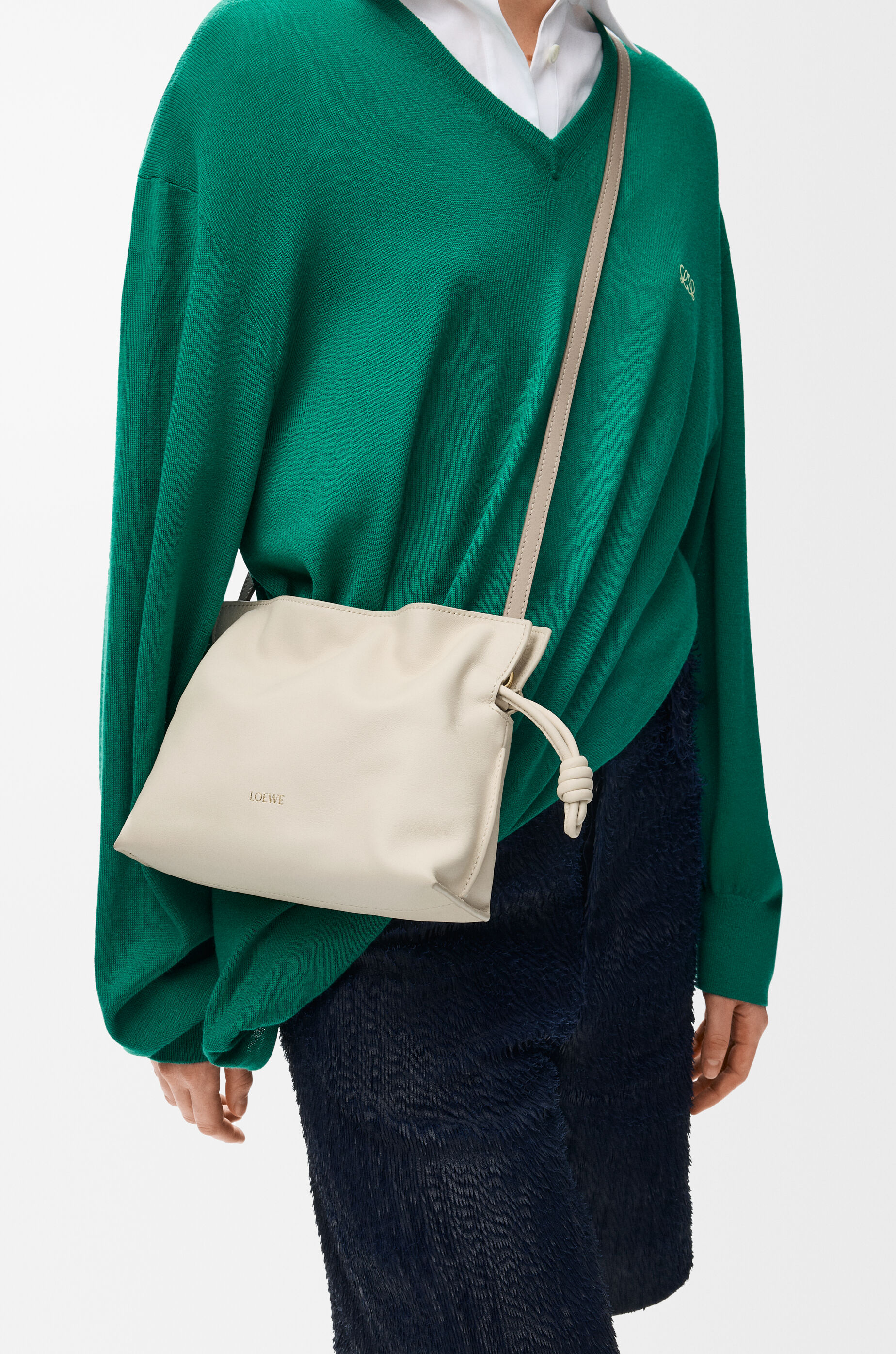 LOEWE Mini Flamenco clutch in nappa calfskin Sea Salt