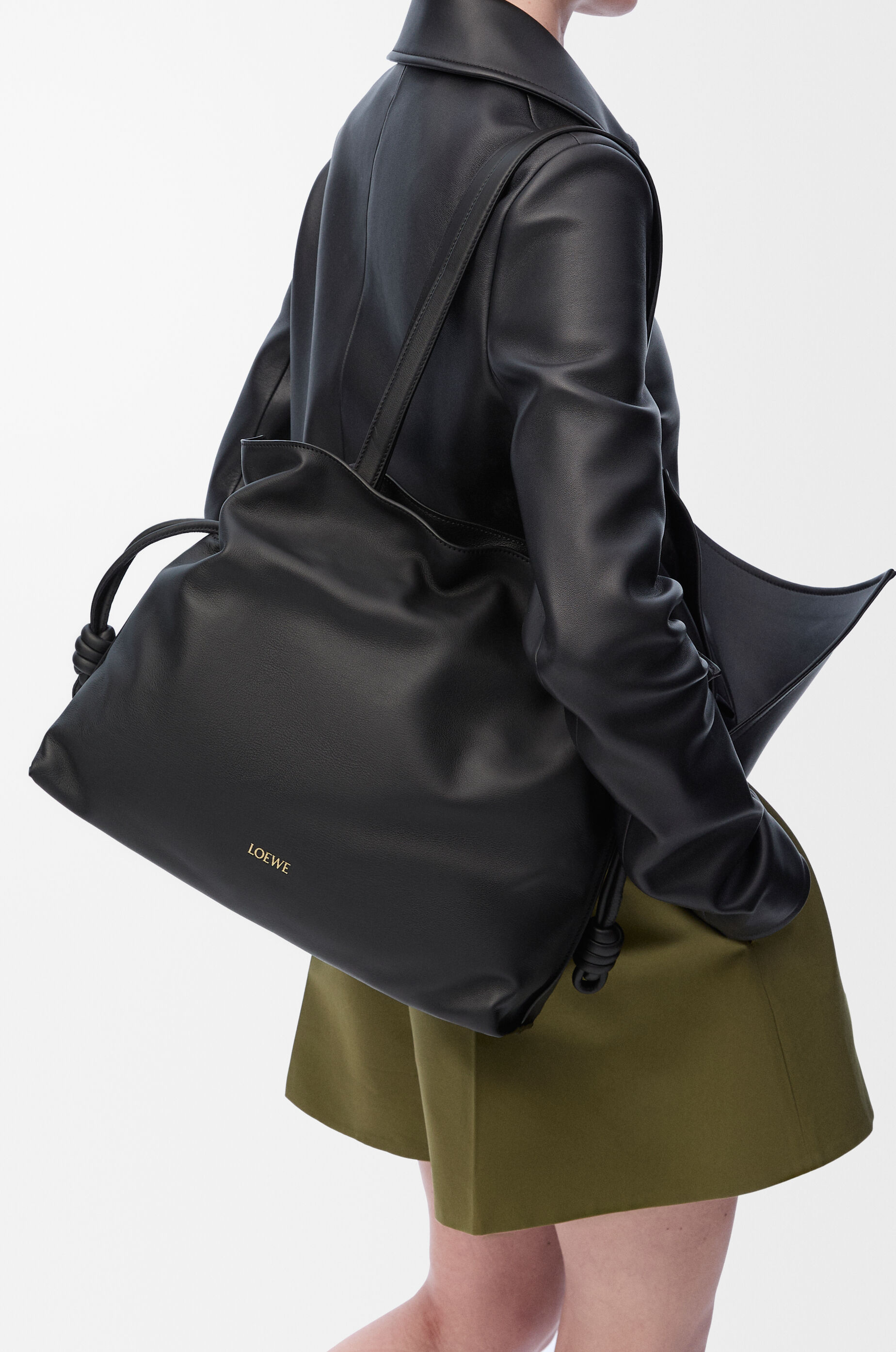 LOEWE Large Flamenco clutch in nappa calfskin Black
