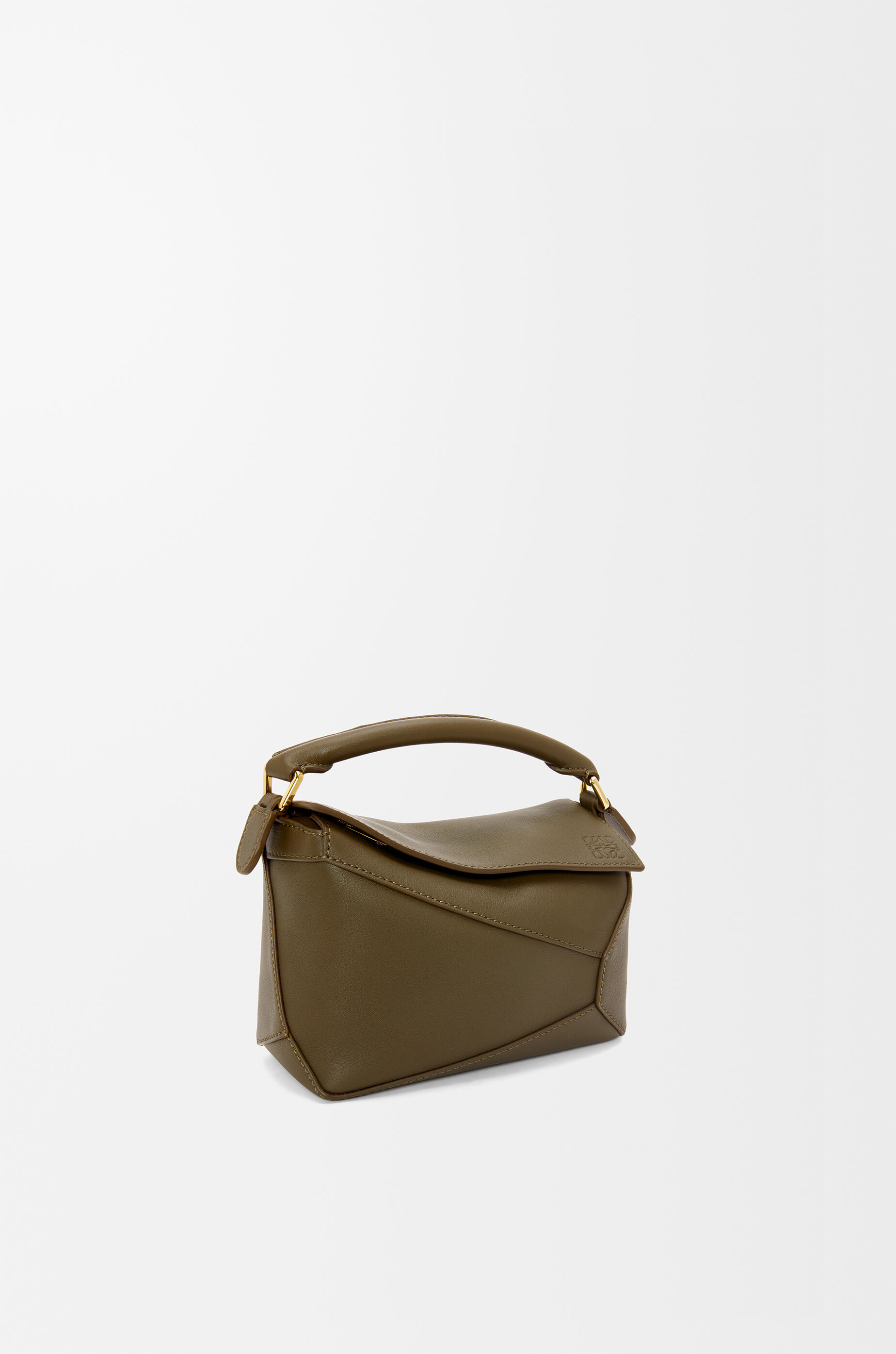 LOEWE Mini Puzzle Edge bag in classic calfskin Dark Khaki