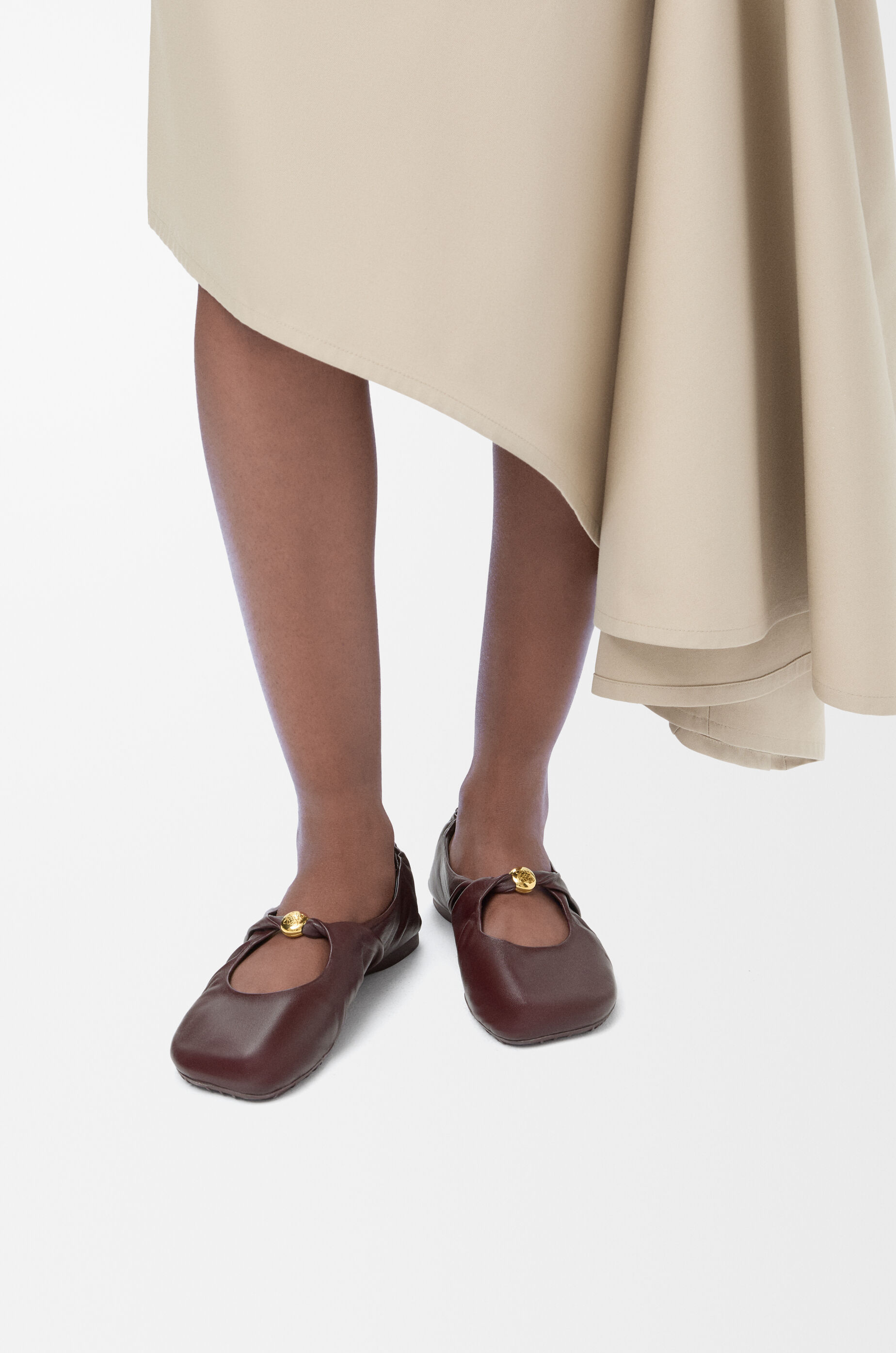 LOEWE Pebble Soft ballerina in nappa lambskin Burgundy