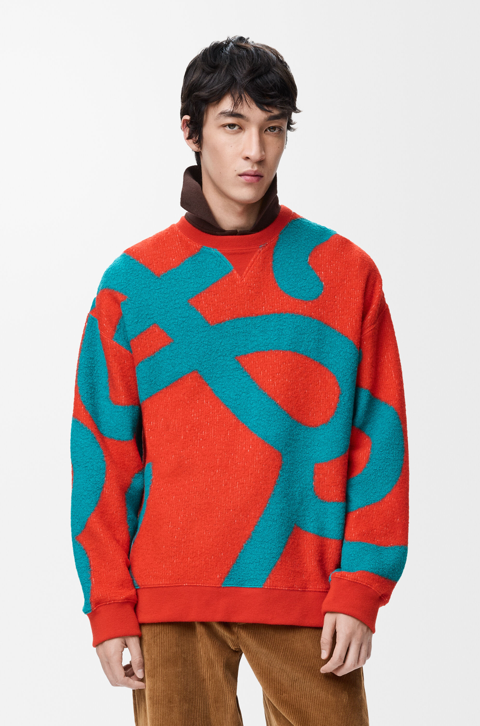 LOEWE Sweatshirt in wool and cotton Blue/Orange