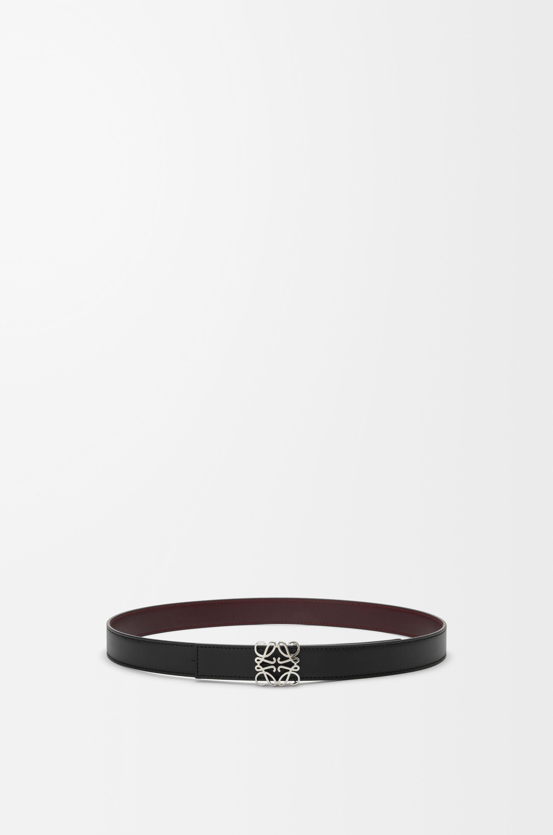 LOEWE Reversible Anagram Bombé belt in smooth calfskin Black/Burgundy