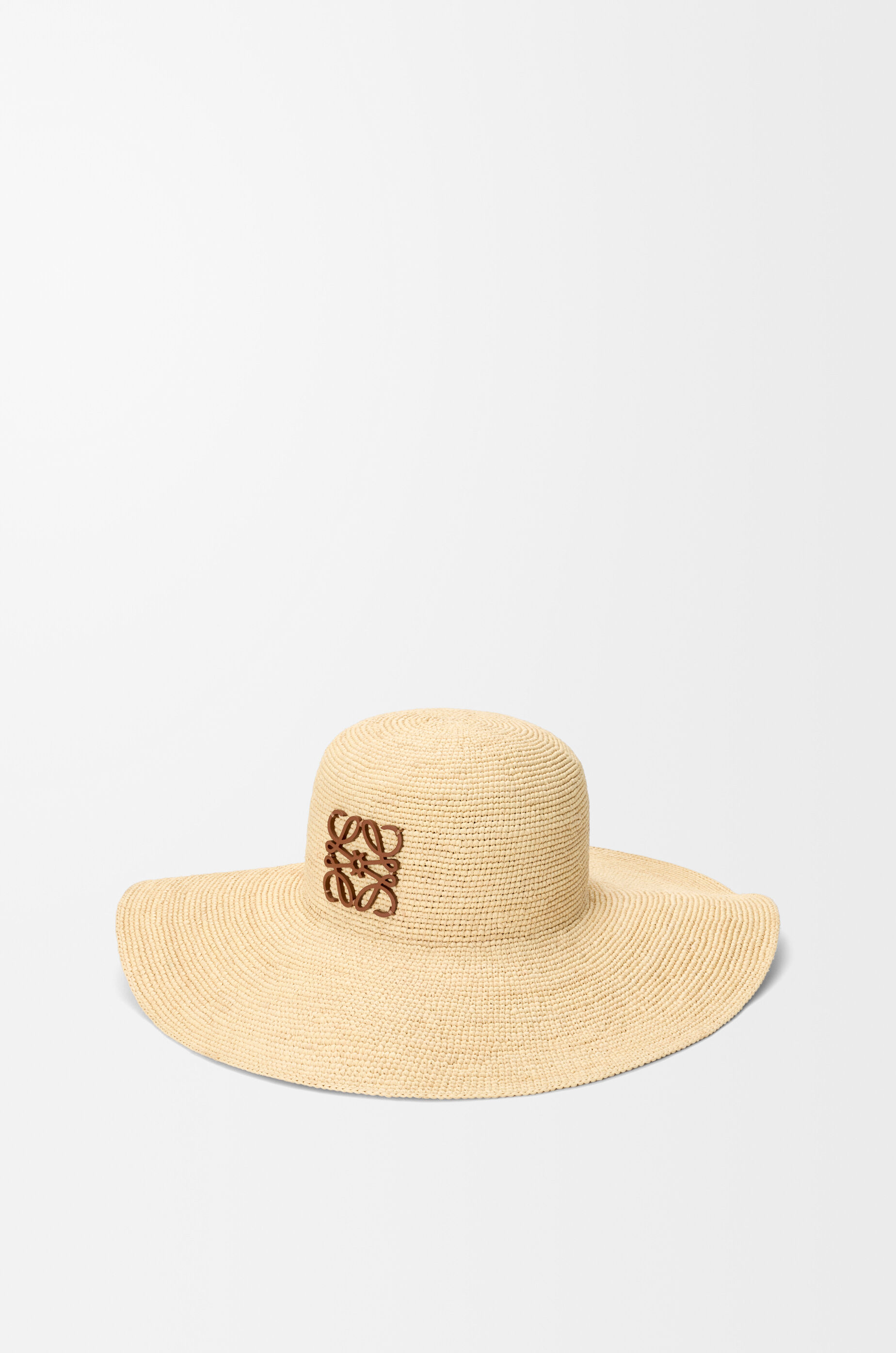 LOEWE Sun hat in raffia and calfskin Natural