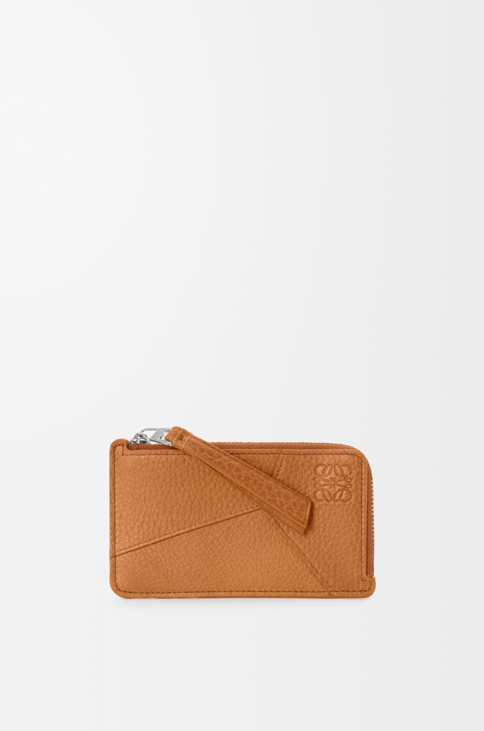 LOEWE Puzzle coin cardholder in supple grained calfskin Light Canyon Brown