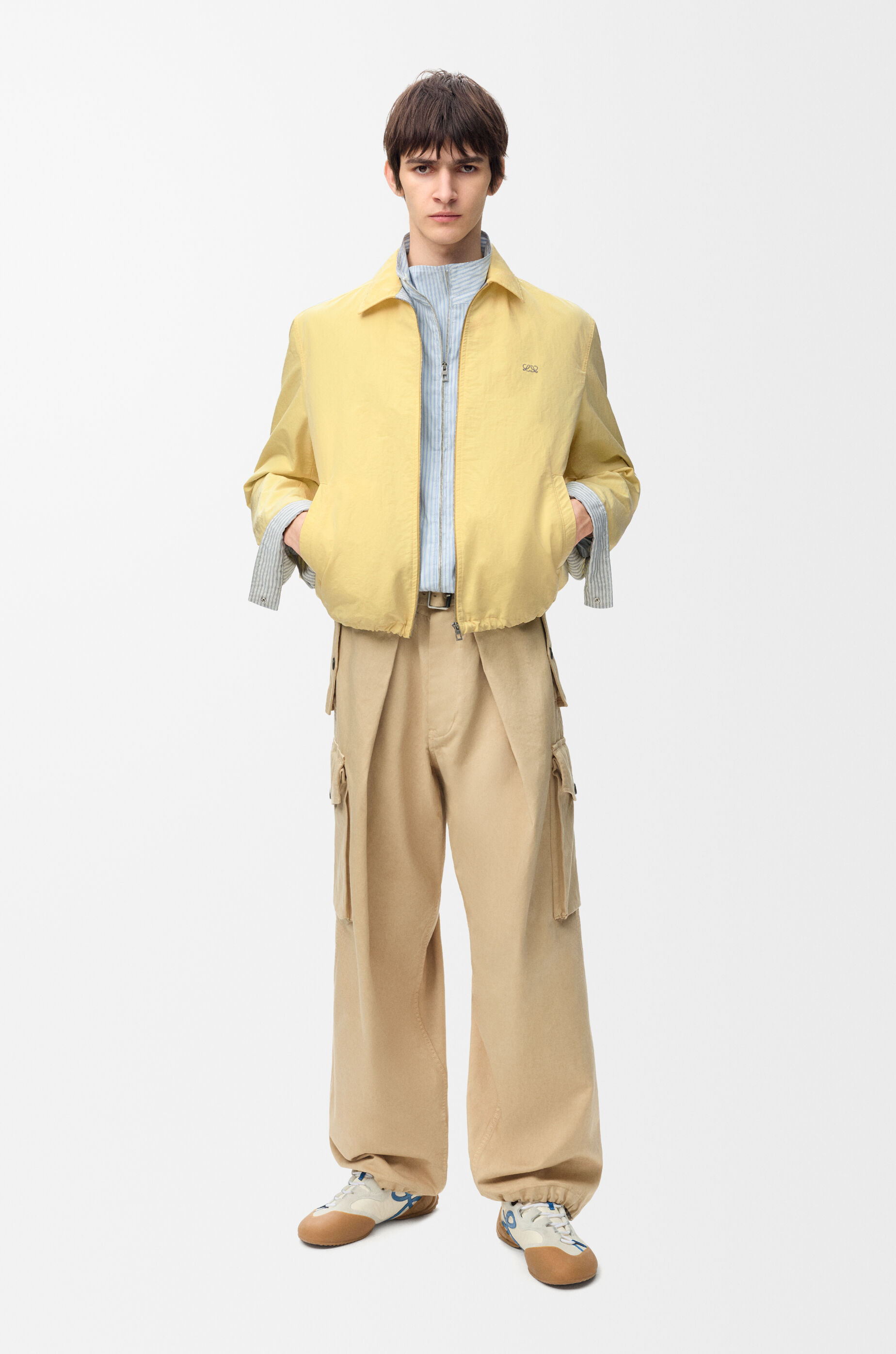 LOEWE Zip-up jacket in technical cotton Light Yellow