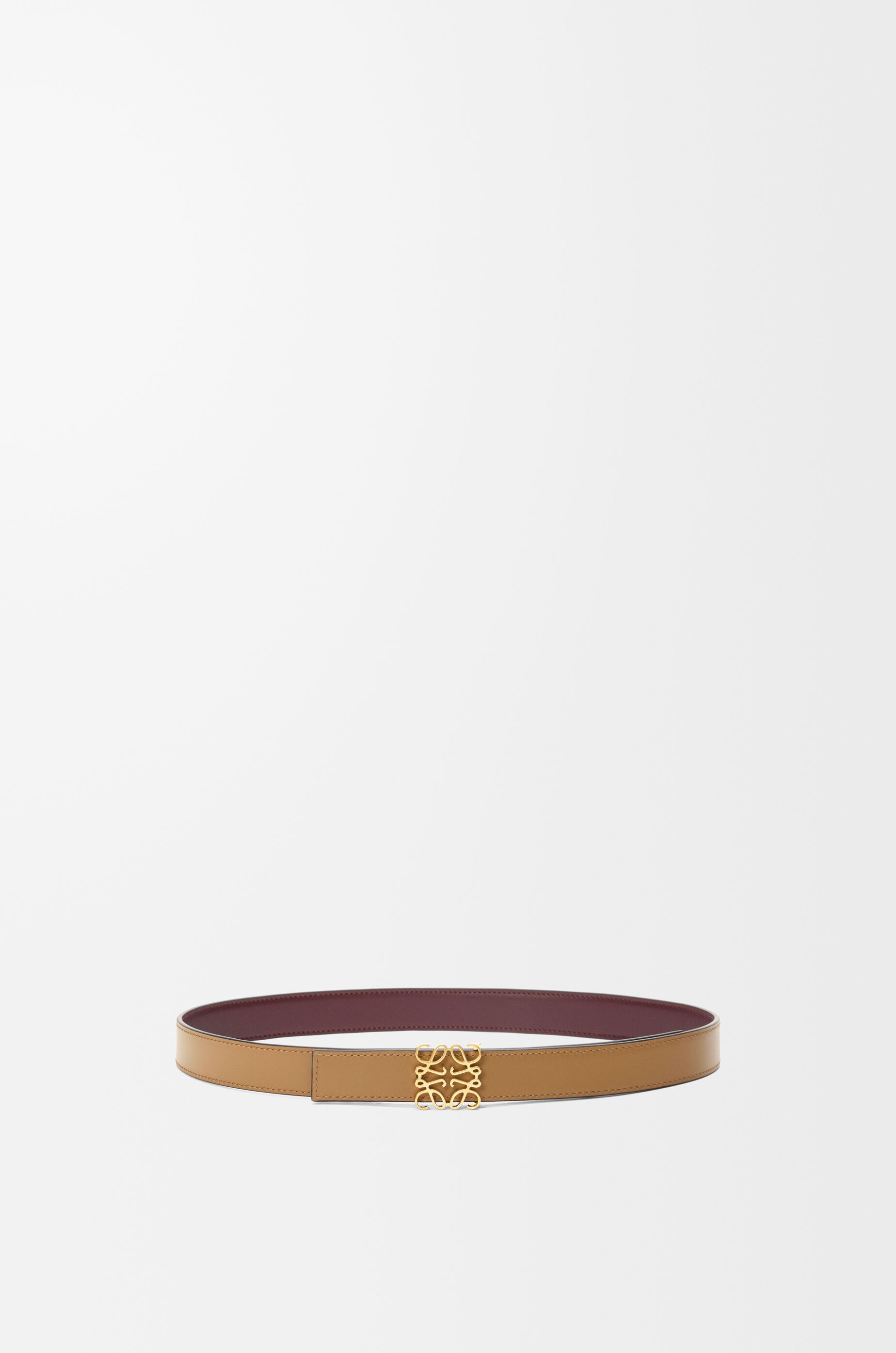 LOEWE Reversible Anagram belt in smooth calfskin Burgundy/Gold