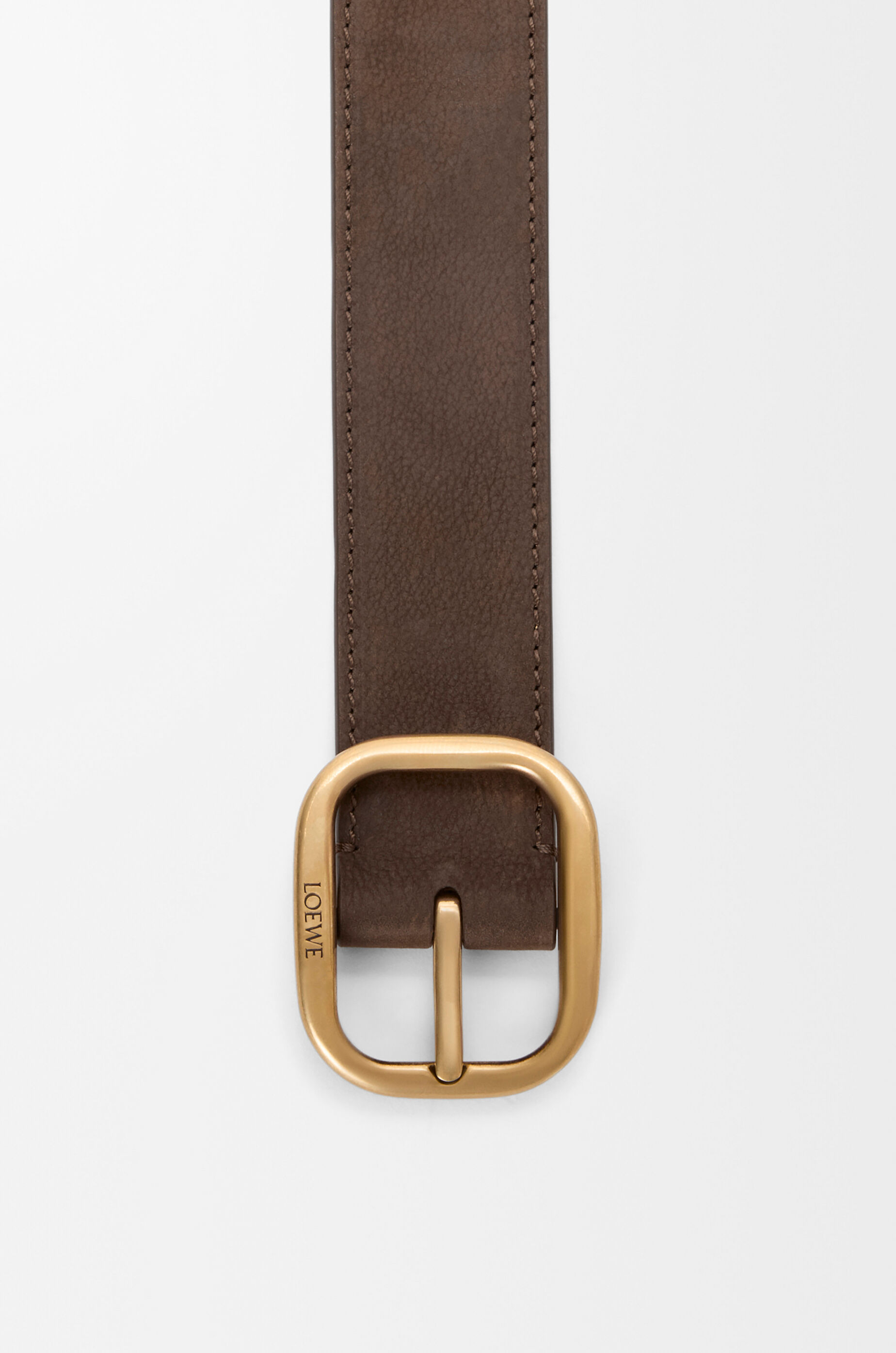 LOEWE Rounded soft belt in nubuck Tundra/Vintage Gold