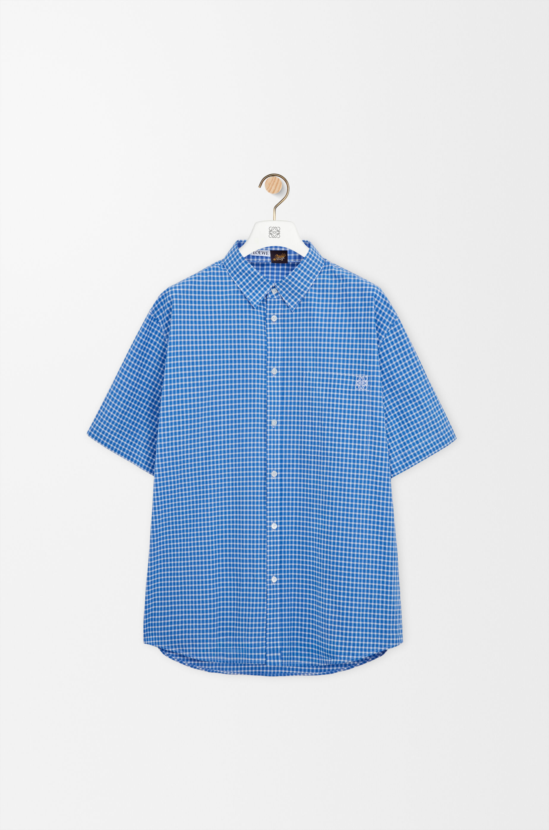 LOEWE Short sleeve shirt in cotton Blue/White