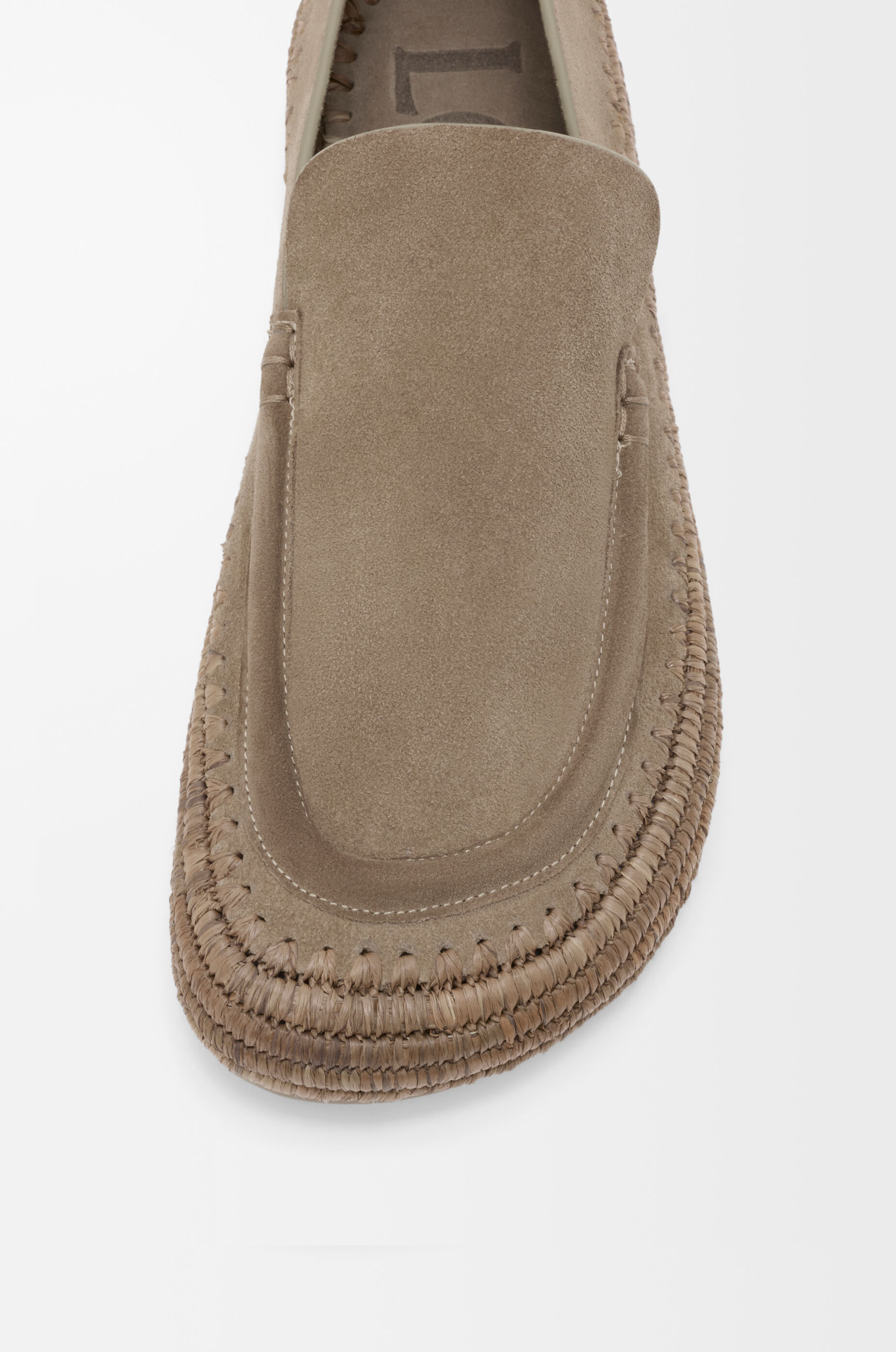 LOEWE Rio loafer in suede and raffia Stone Grey