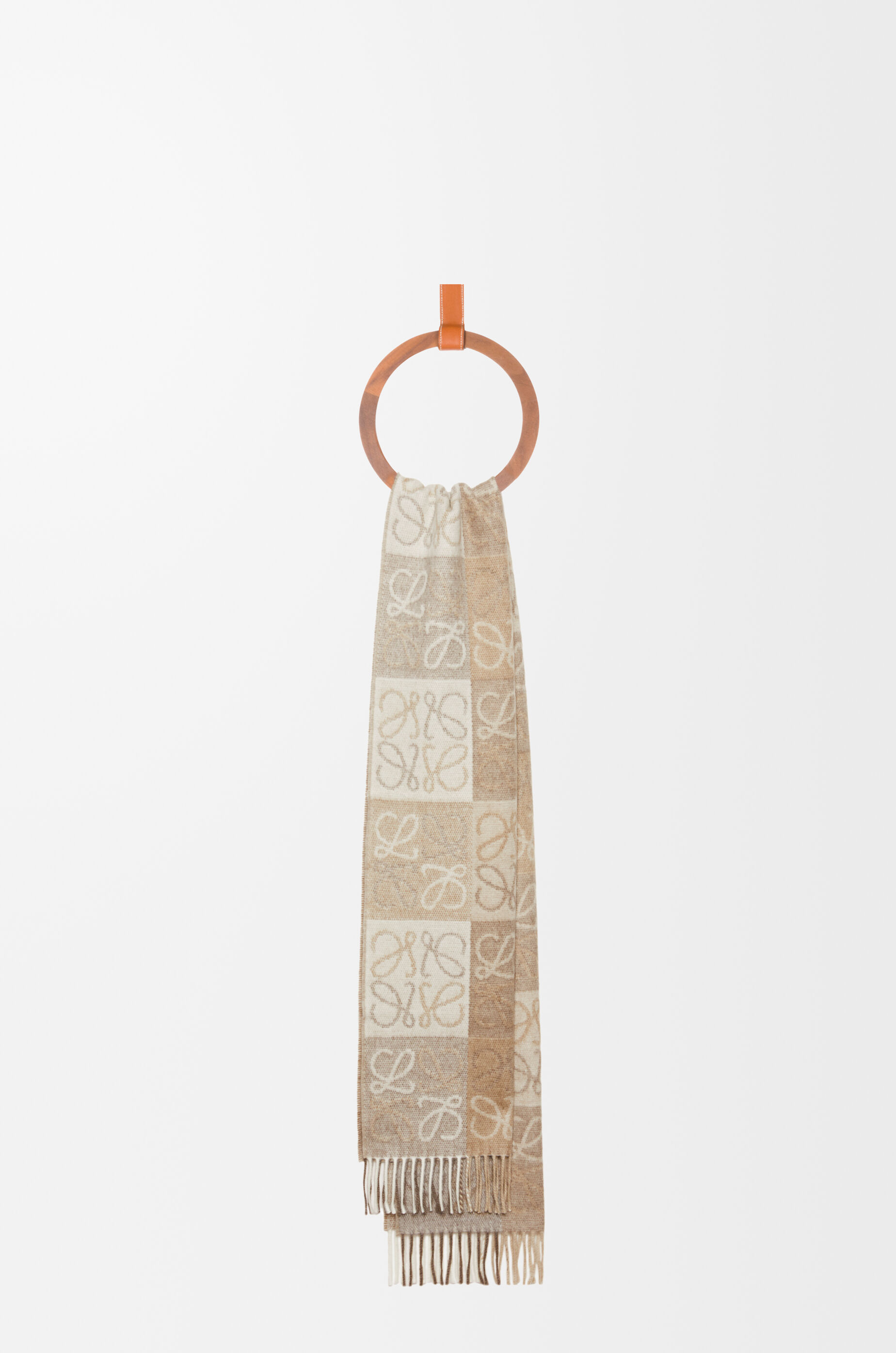 LOEWE Scarf in wool and cashmere White/Beige