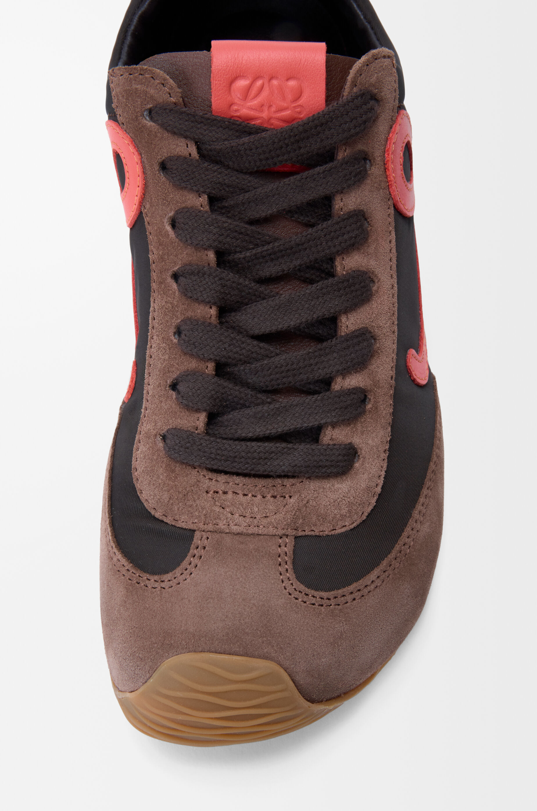 LOEWE Ballet Runner 2.0 in nylon and calfskin Chocolate/Coral/Yellow